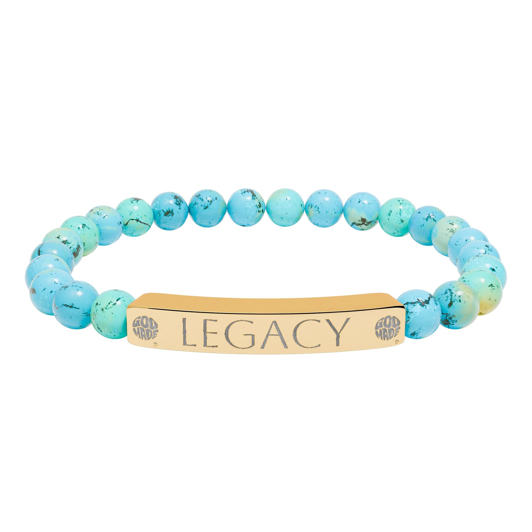 Engraved Natural Stone Bracelet - "My LEGACY" Stretch Bar Jewelry