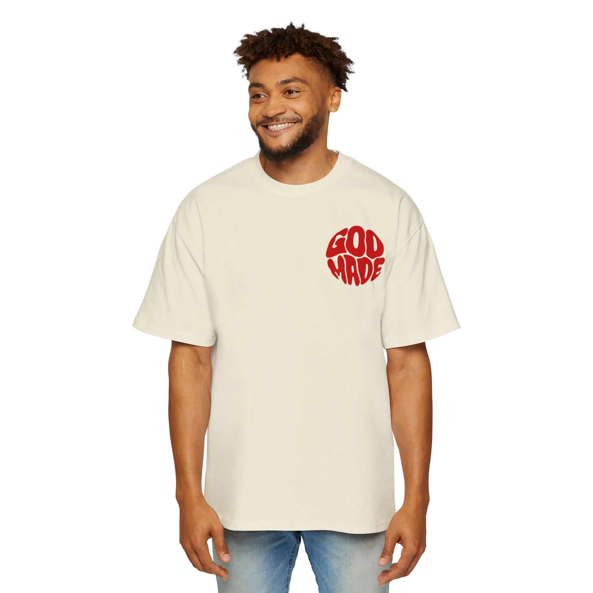 God Made Men's Heavy Oversized Tee, Casual Streetwear, Trendy Graphic Shirt, Unisex Gift, Everyday Comfort, Statement Tee