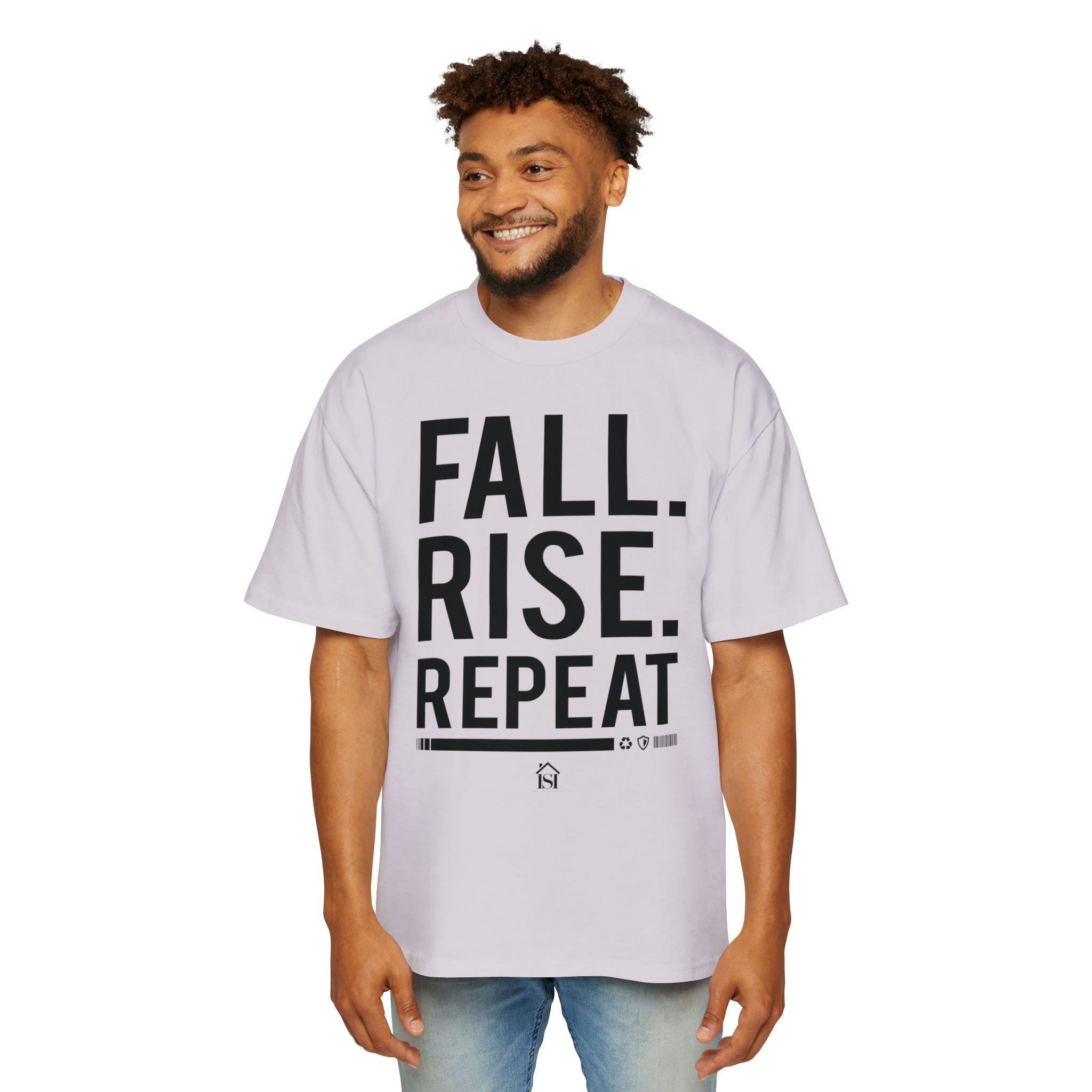 Men's Motivational Oversized Tee - Fall. Rise. Repeat. | Casual Streetwear, Gift for Him, Inspirational Shirt, Relaxed Fit Tee, [...]
