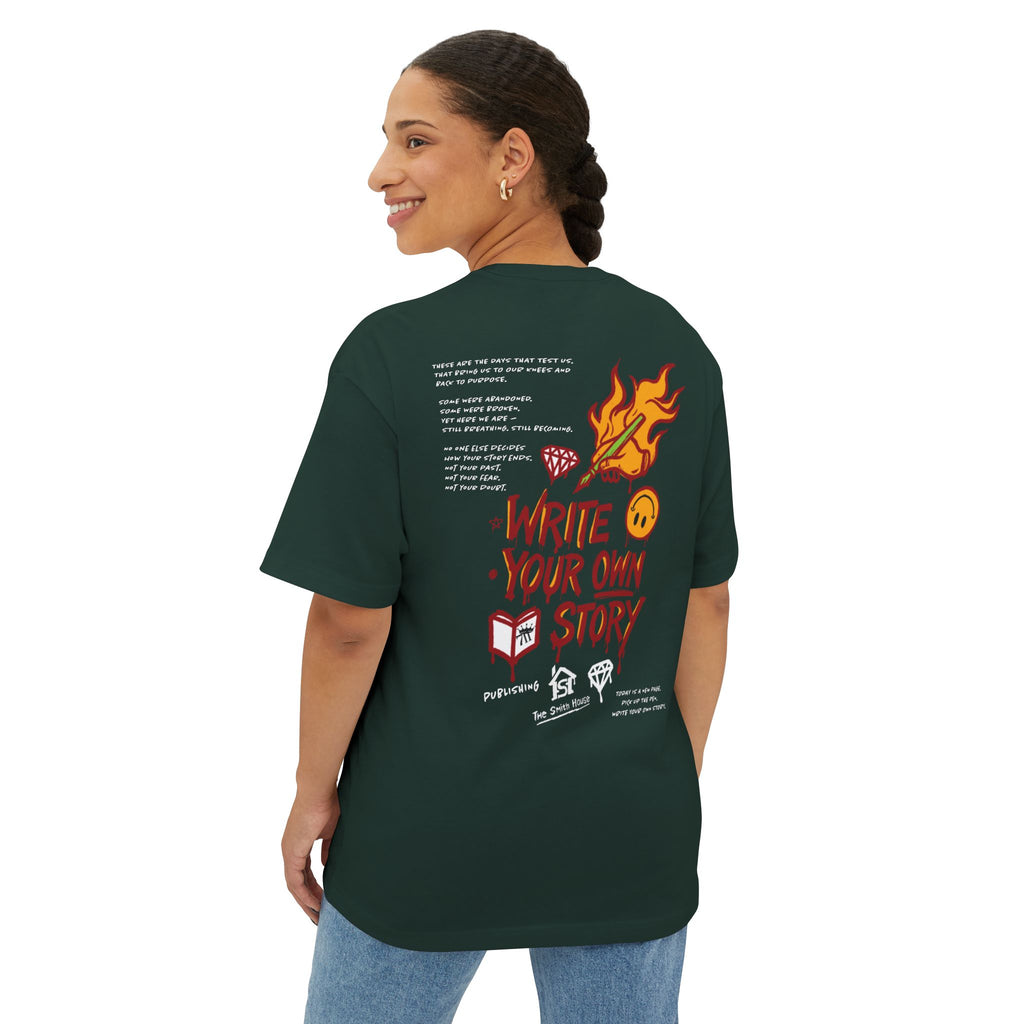 Unisex Oversized Boxy Tee - Write Your Own Story, Casual Tee, Inspirational Shirt, Gift for Writers, Summer Fashion, Relaxed Fit