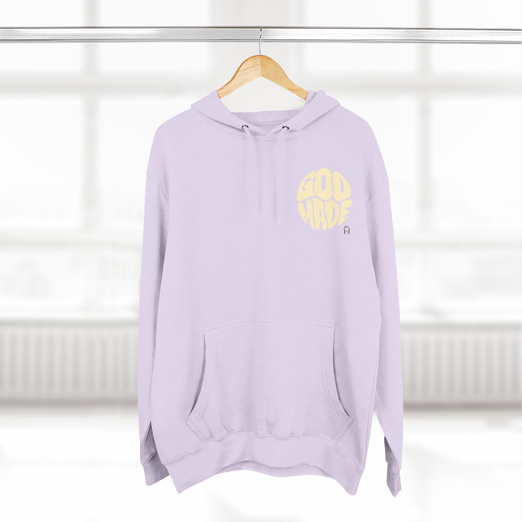 God Made Hoodie — Red Retro Bubble Logo Fleece Pullover