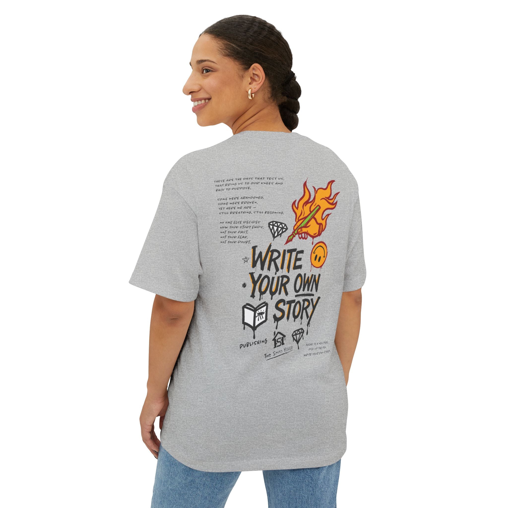 Unisex Oversized Boxy Tee - Write Your Own Story, Casual Tee, Inspirational Shirt, Gift for Writers, Summer Fashion, Relaxed Fit