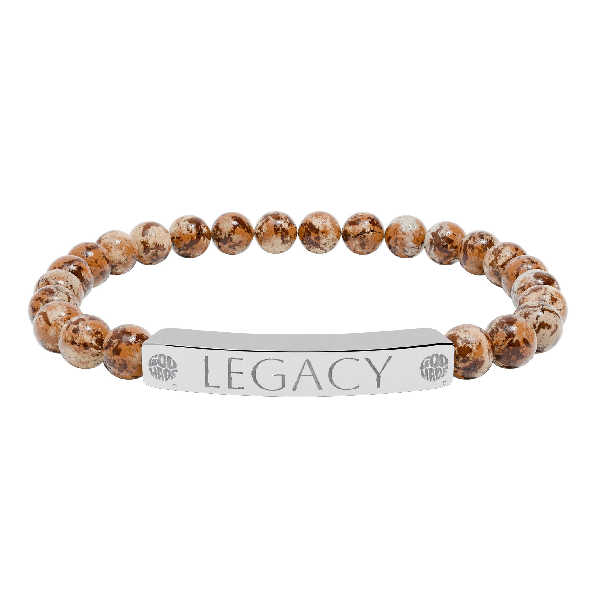 Engraved Natural Stone Bracelet - "My LEGACY" Stretch Bar Jewelry
