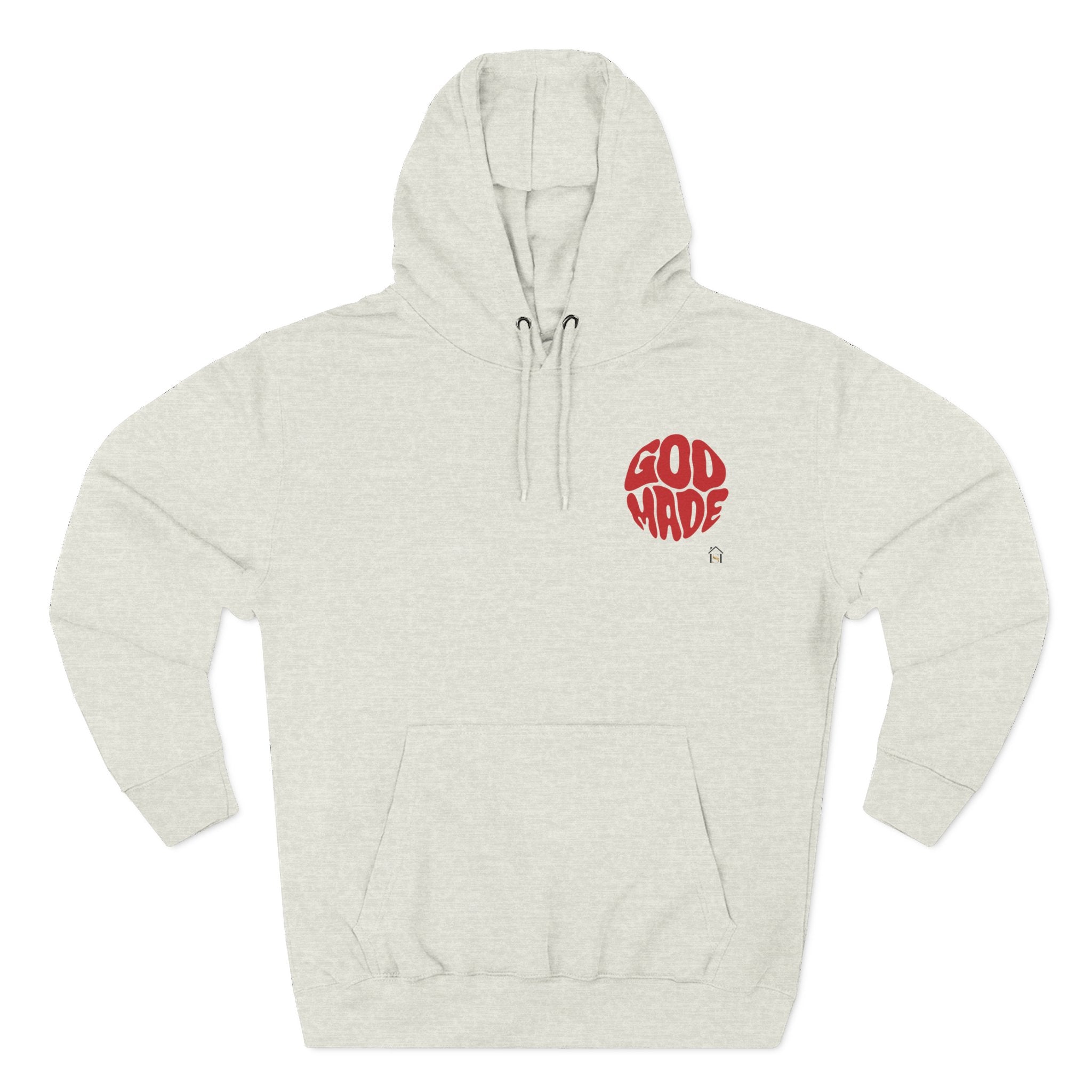 God Made Hoodie — Red Retro Bubble Logo Fleece Pullover