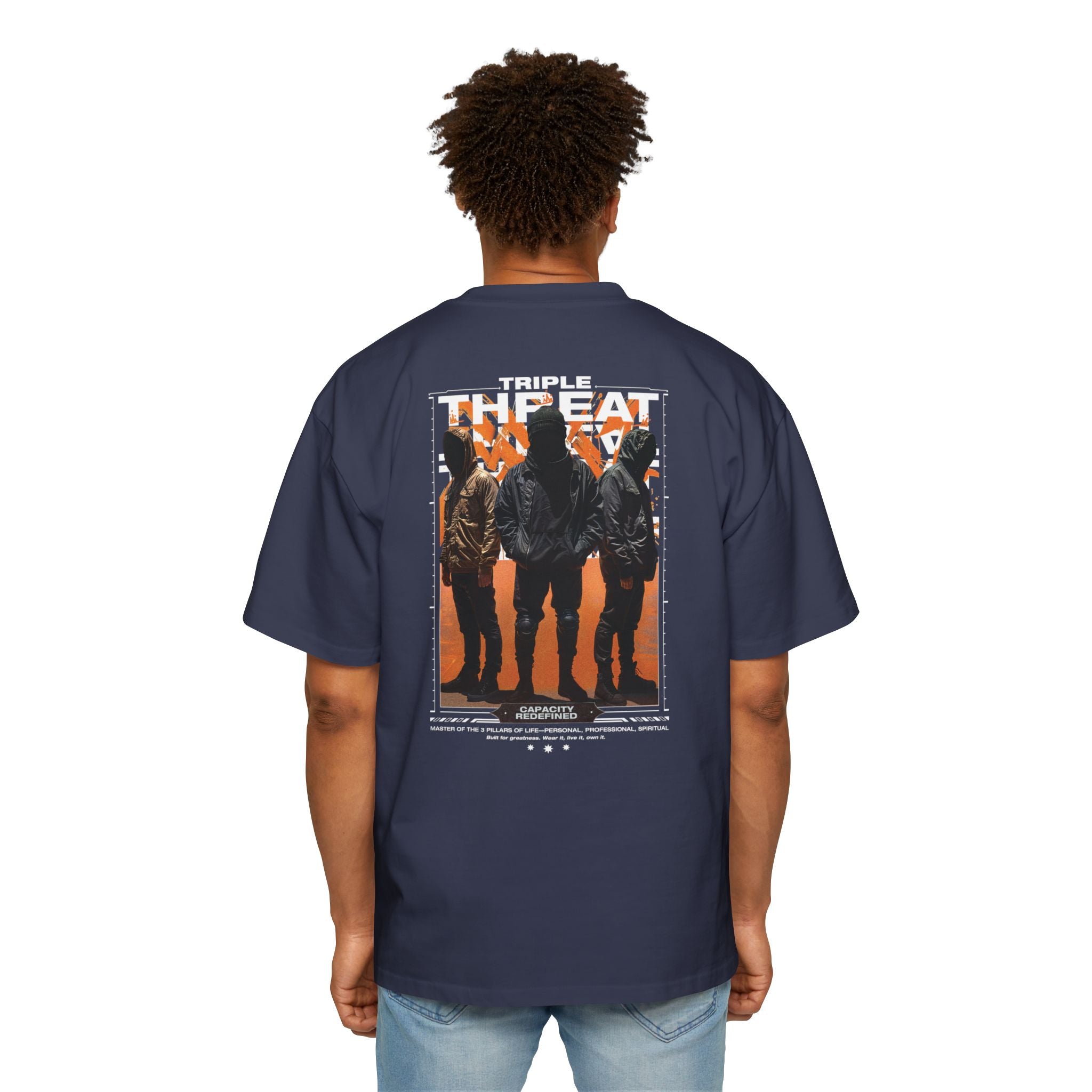 Graphic Tee — “Purpose” Front & Triple Threat Movie Poster Back