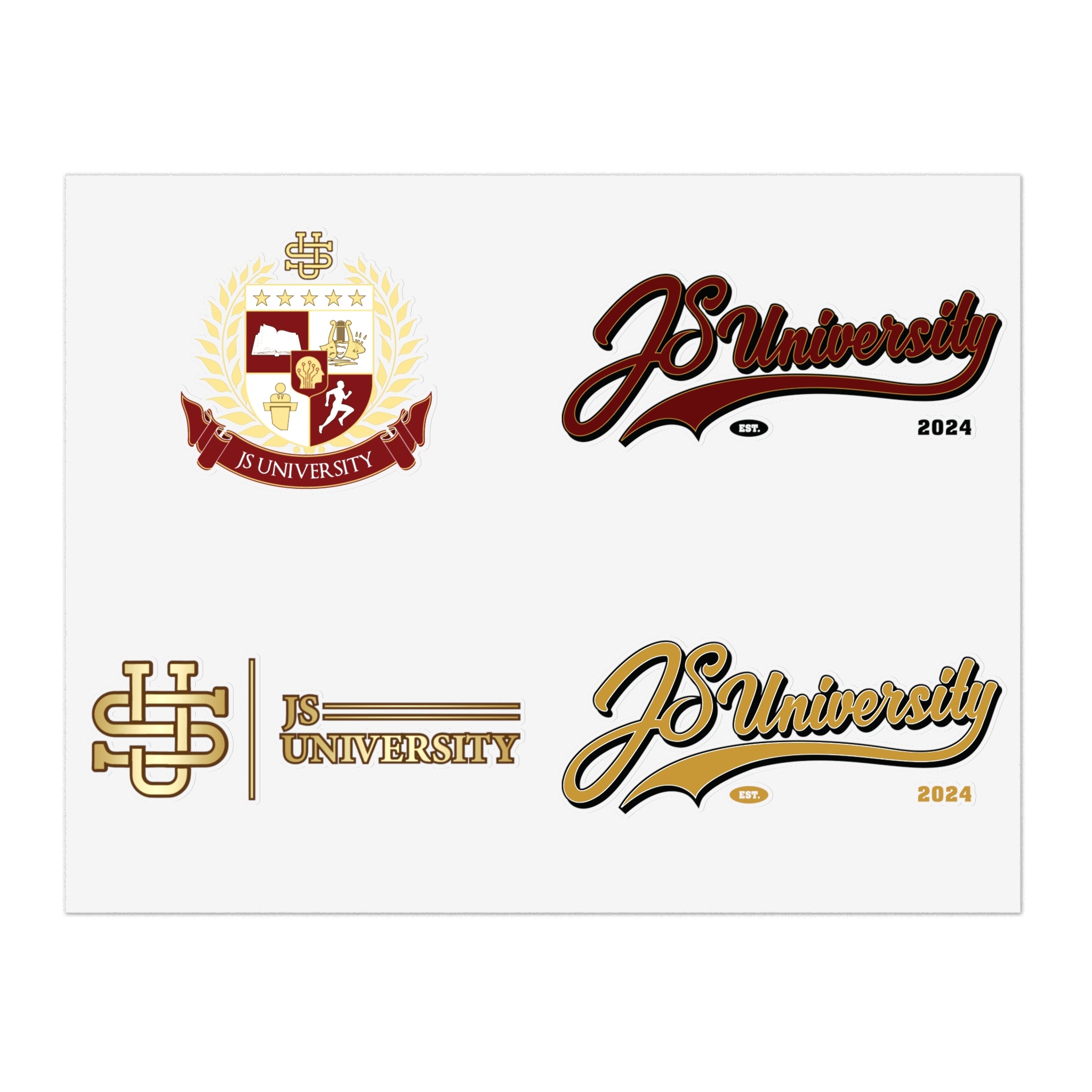 JS University Sticker Sheets - College Spirit Stickers for Students & Alumni