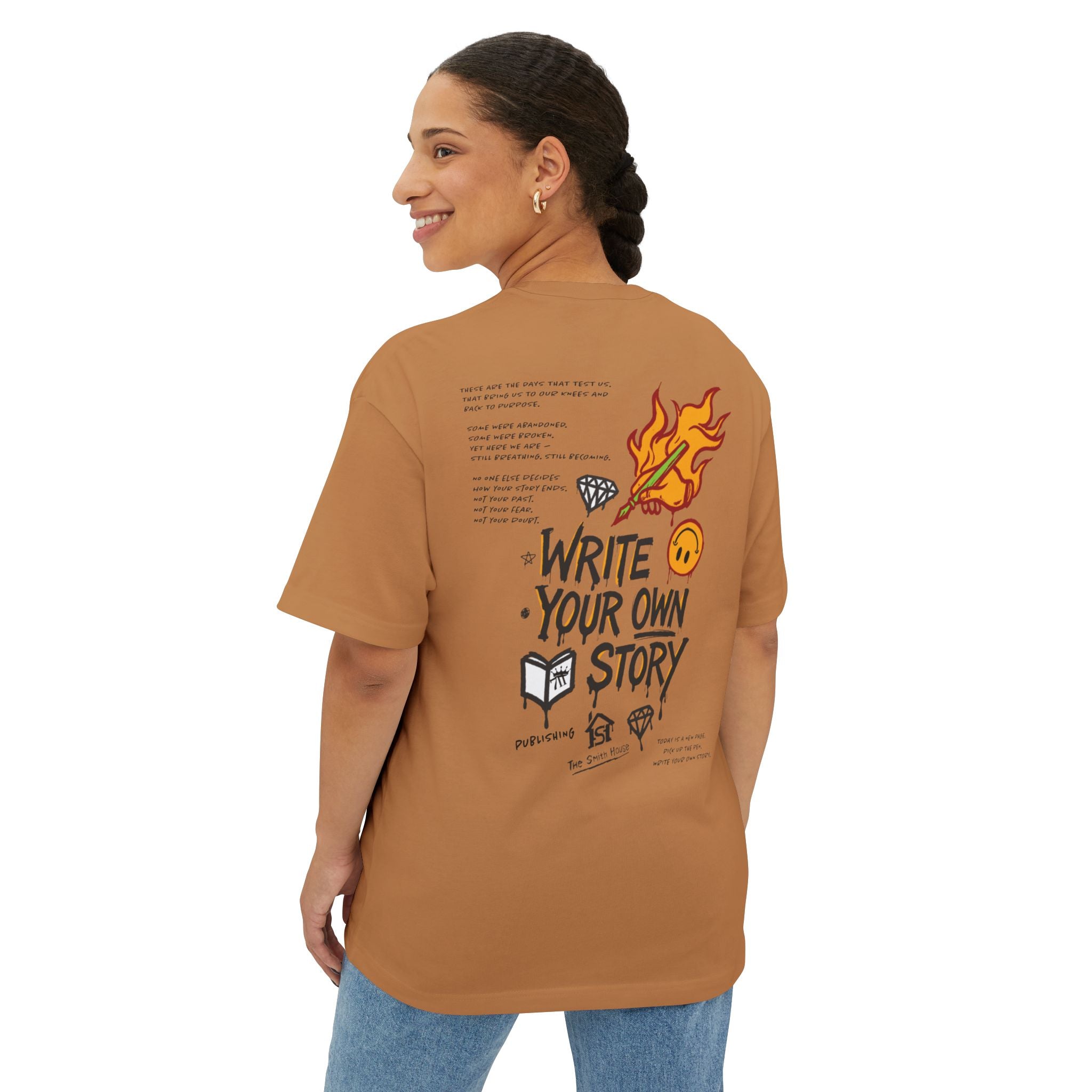 Unisex Oversized Boxy Tee - Write Your Own Story, Casual Tee, Inspirational Shirt, Gift for Writers, Summer Fashion, Relaxed Fit