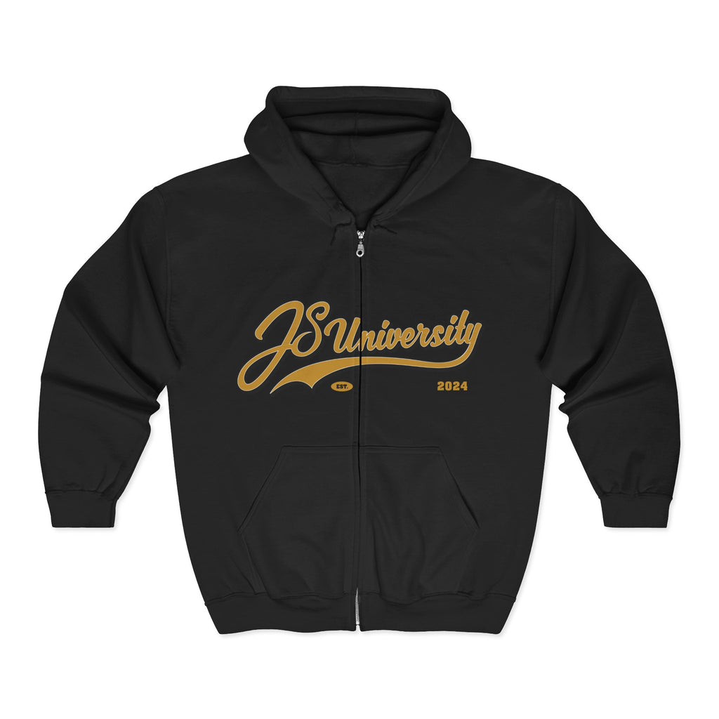 JS University Zip Hoodie - Cozy Unisex Sweatshirt for Students and Alumni