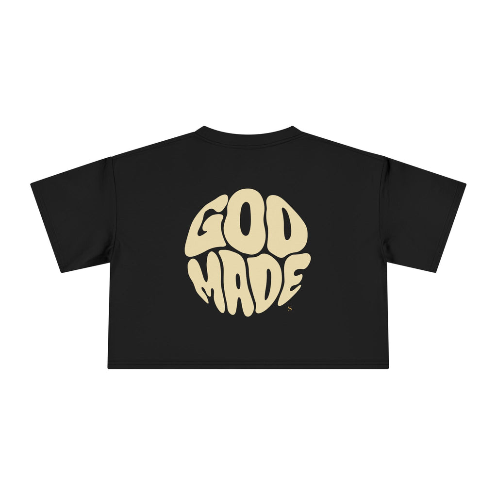 Women's Crop Tee with Bold 'GOD MADE' Design, Stylish Summer Top, Gift for Fashion Lovers, Casual Daily Wear, Unique Trendy Apparel