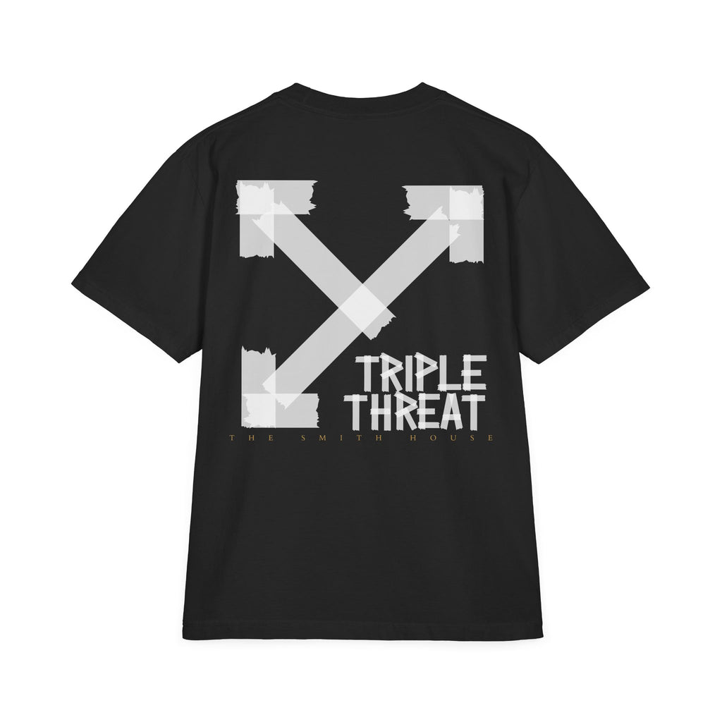 Triple Threat Unisex Drop-Shoulder T-Shirt, Stylish Graphic Tee, Streetwear Top, Casual Wear, Gift for Friends, Modern Fashion