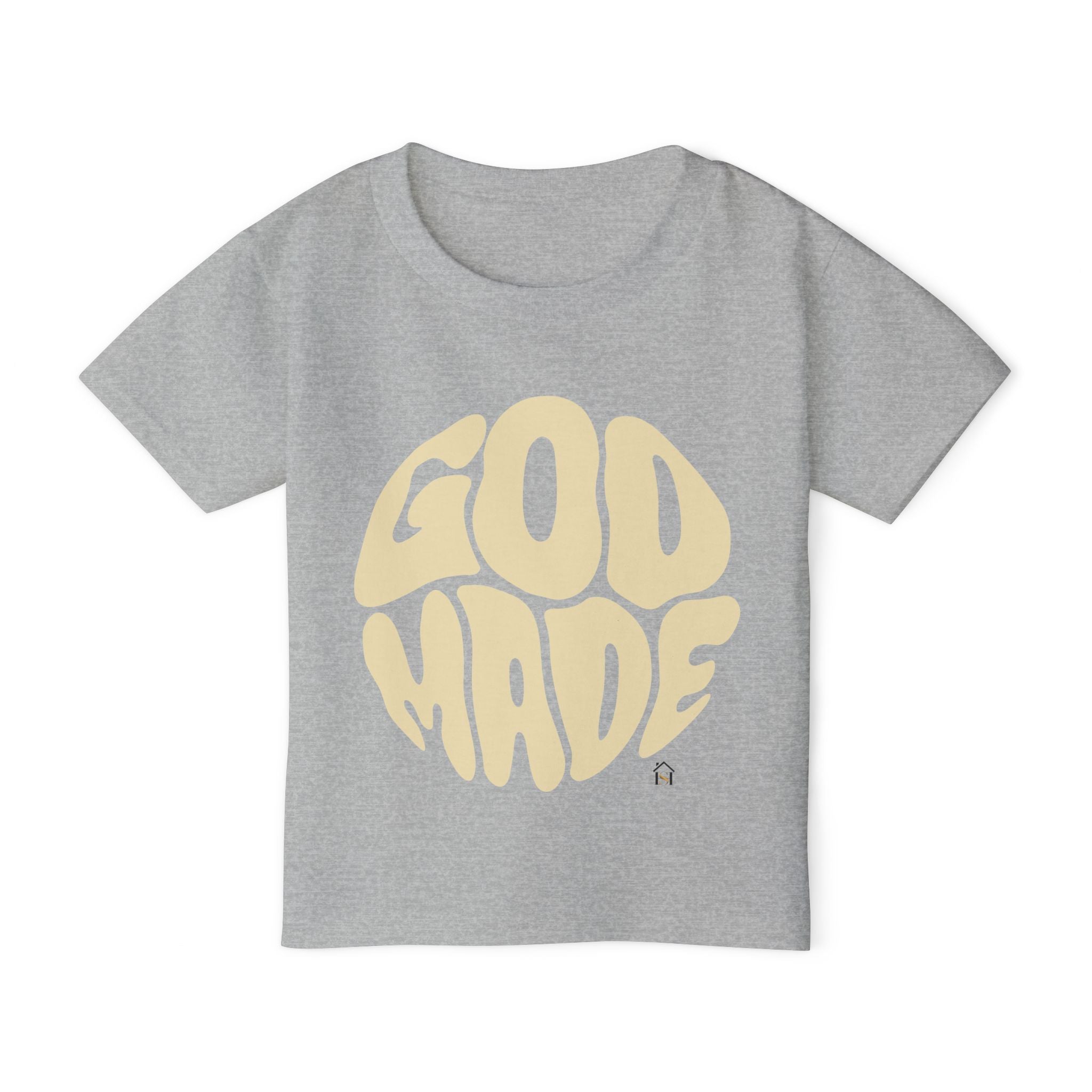Toddler T-Shirt — "God Made" Red Retro Script Kids Tee