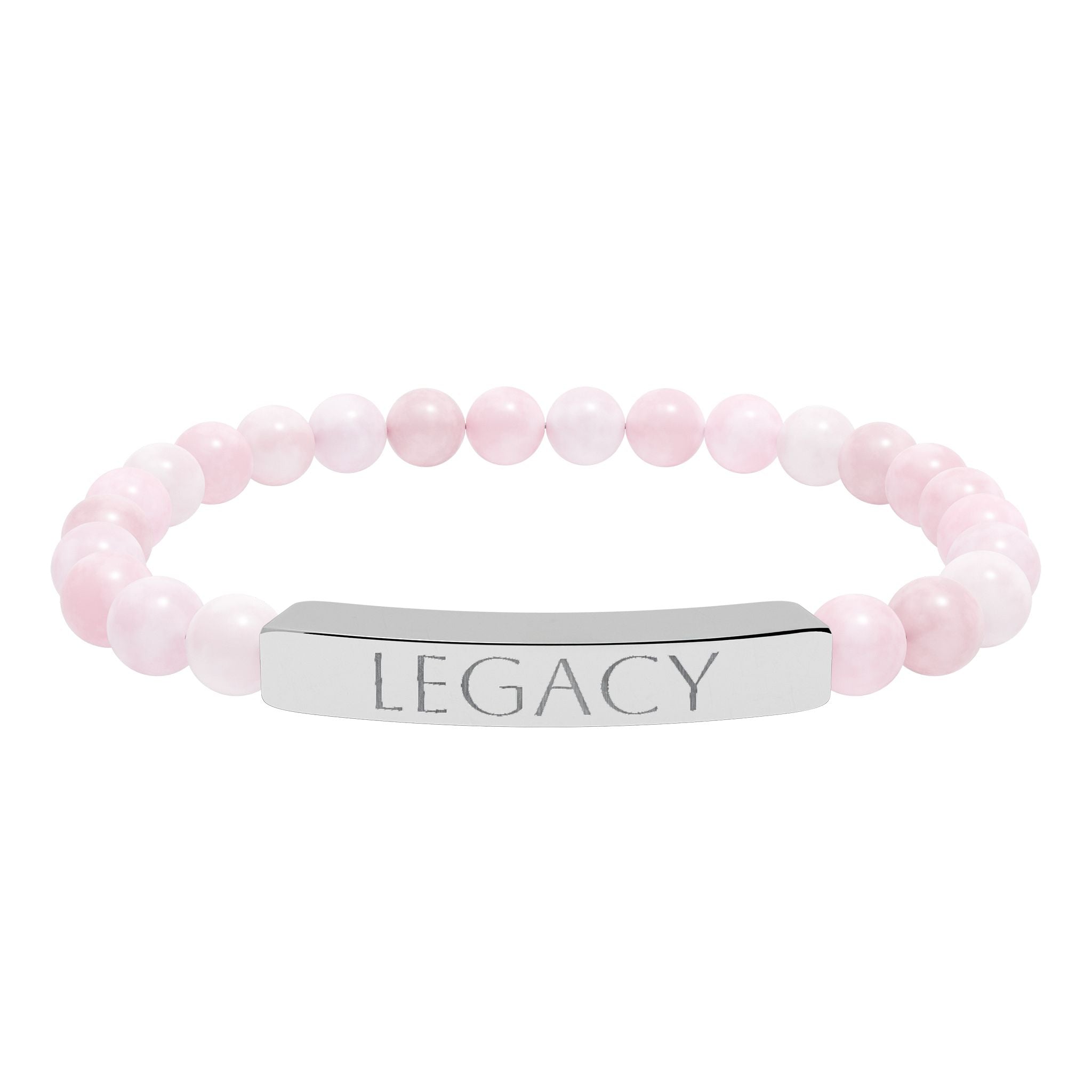 Engraved Natural Stone Bracelet - "My LEGACY" Stretch Bar Jewelry