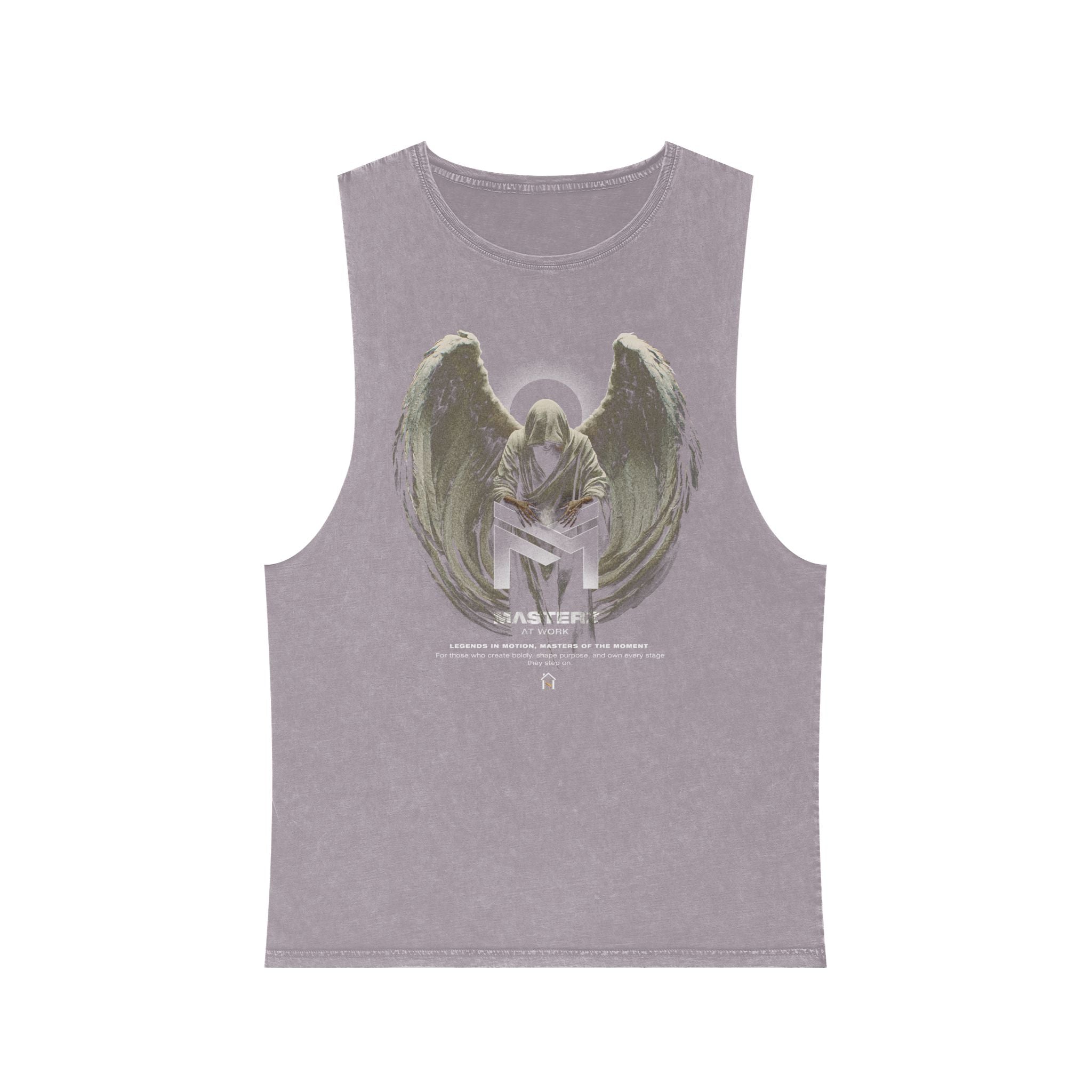 Unisex Stonewash Tank Top - Angelic 'Master' Graphic Tee for Casual Comfort