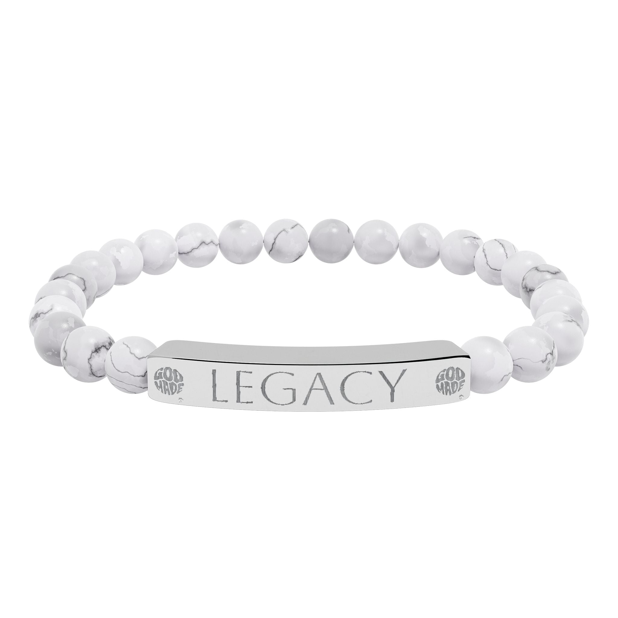 Engraved Natural Stone Bracelet - "My LEGACY" Stretch Bar Jewelry