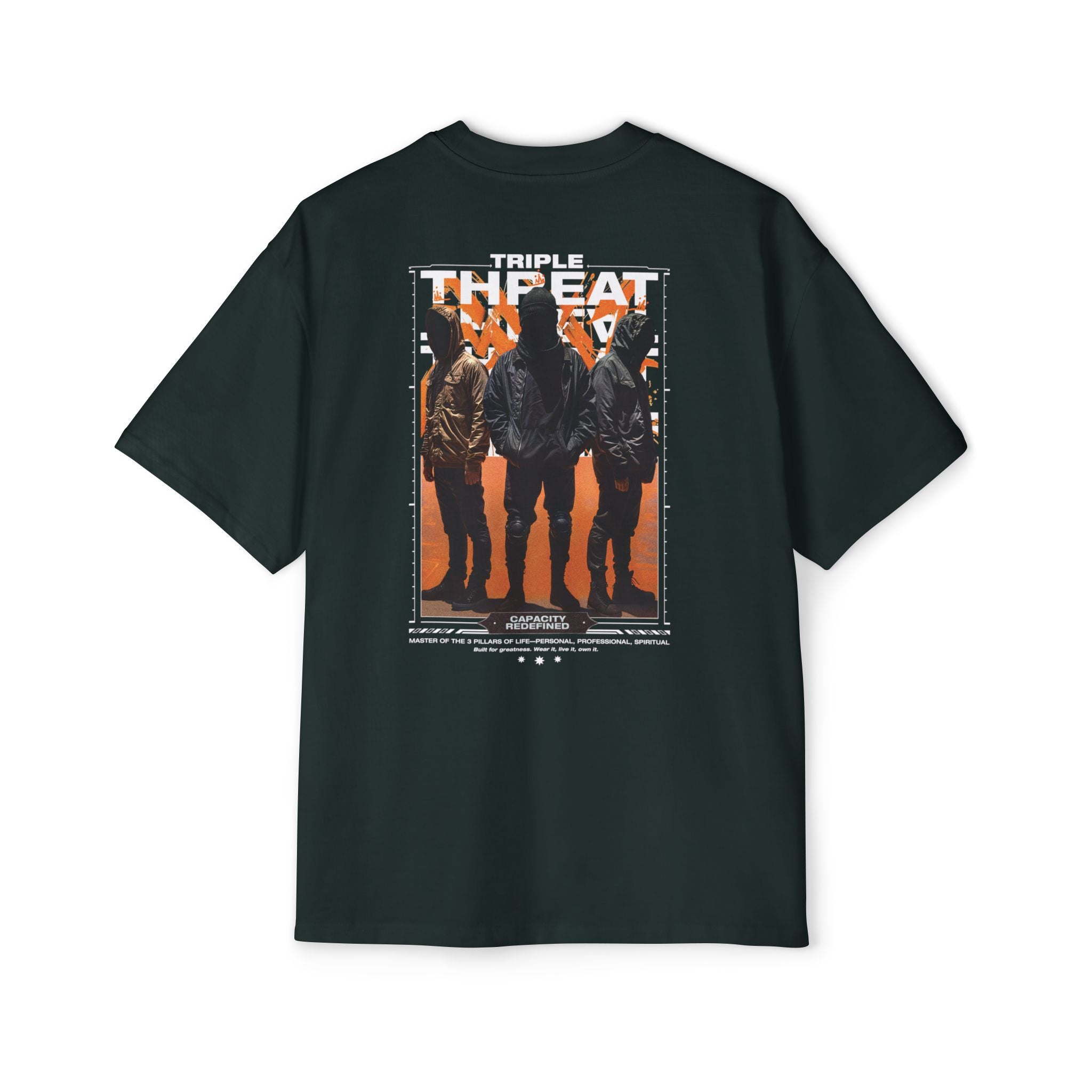 Graphic Tee — “Purpose” Front & Triple Threat Movie Poster Back