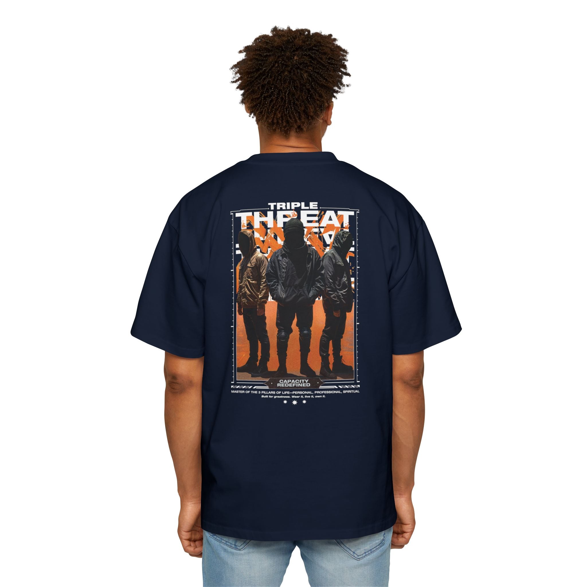 Graphic Tee — “Purpose” Front & Triple Threat Movie Poster Back