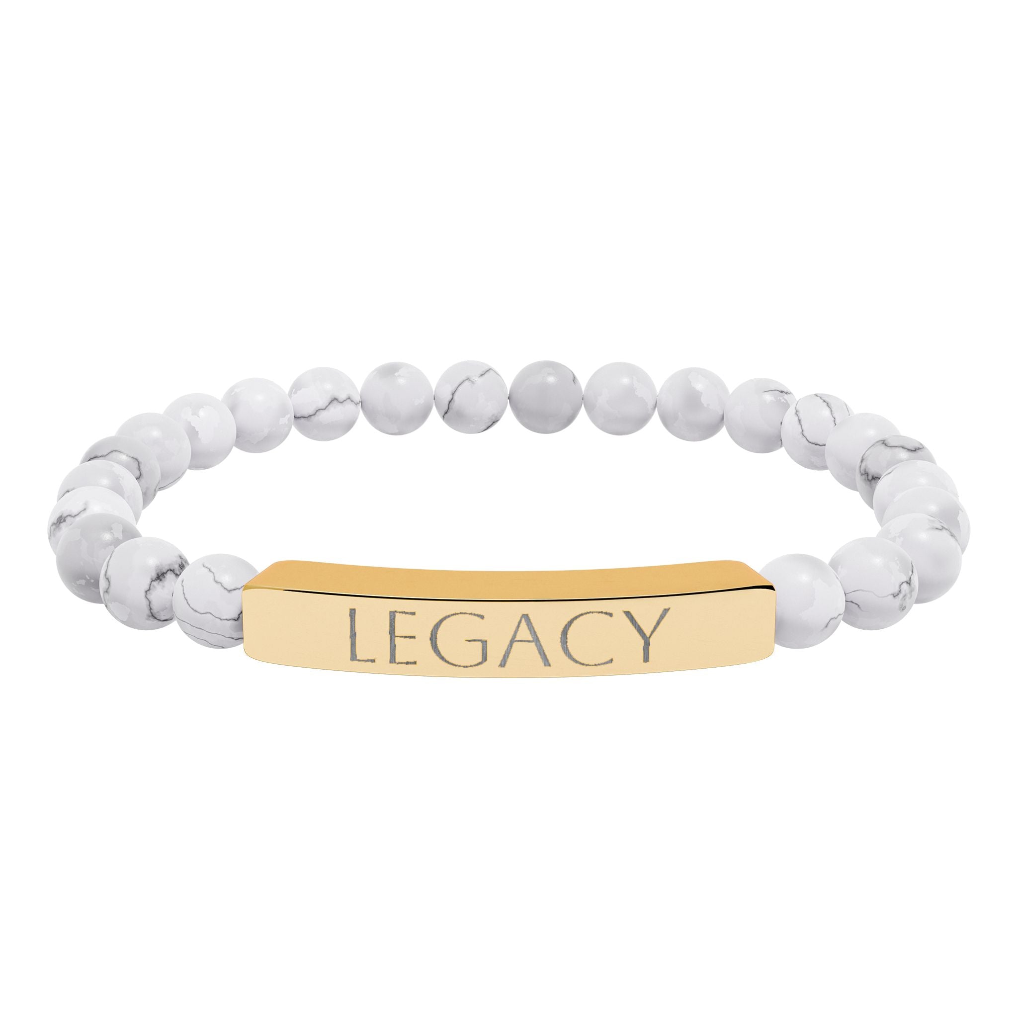 Engraved Natural Stone Bracelet - "My LEGACY" Stretch Bar Jewelry