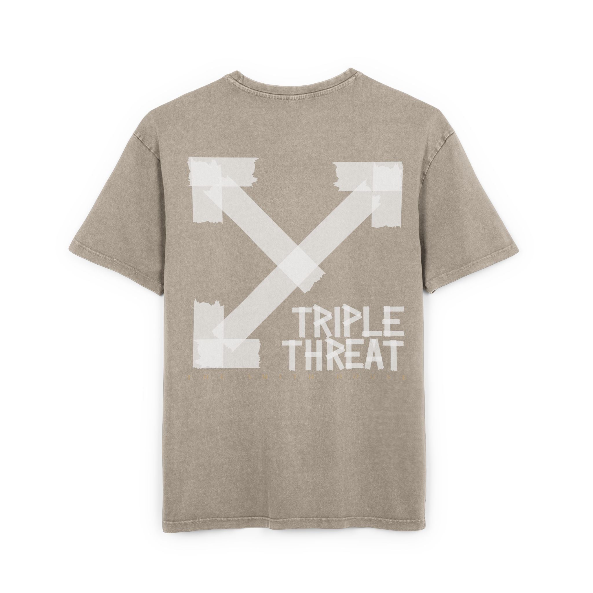 Men's Acid Washed Oversized Tee with Triple Threat Design | Vintage Style Graphic T-Shirt, Streetwear, Casual Wear, Gift for Him