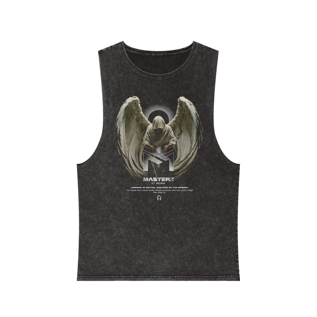 Unisex Stonewash Tank Top - Angelic 'Master' Graphic Tee for Casual Comfort