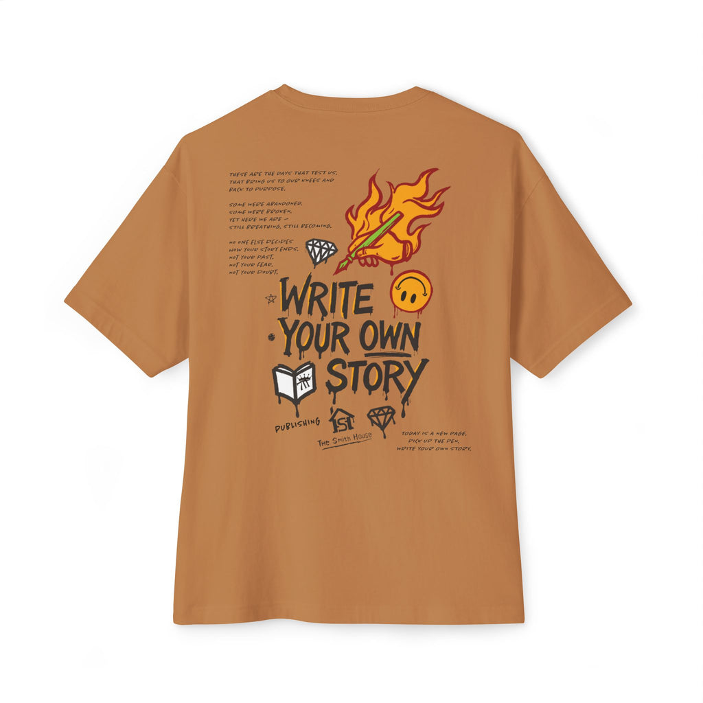 Unisex Oversized Boxy Tee - Write Your Own Story, Casual Tee, Inspirational Shirt, Gift for Writers, Summer Fashion, Relaxed Fit