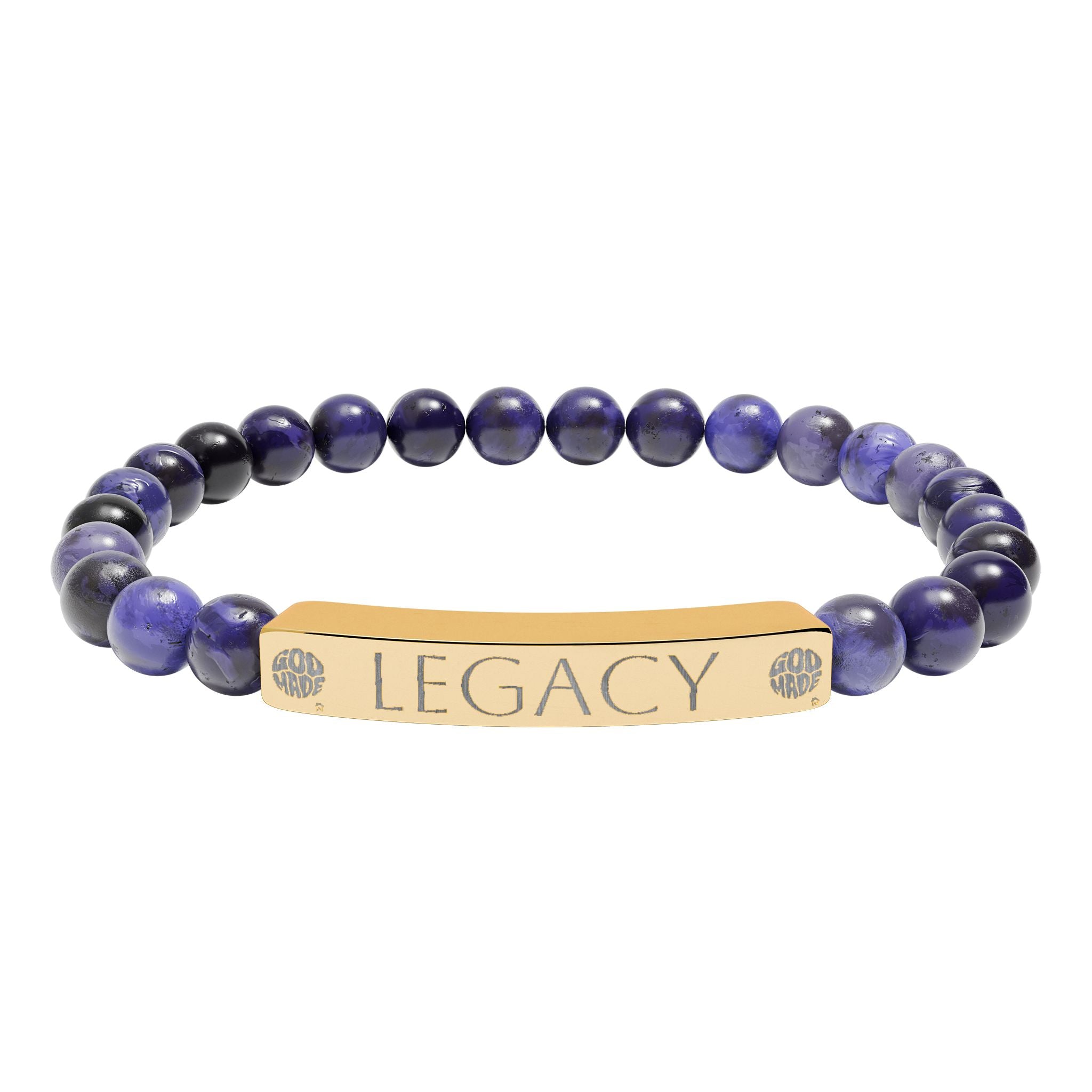 Engraved Natural Stone Bracelet - "My LEGACY" Stretch Bar Jewelry