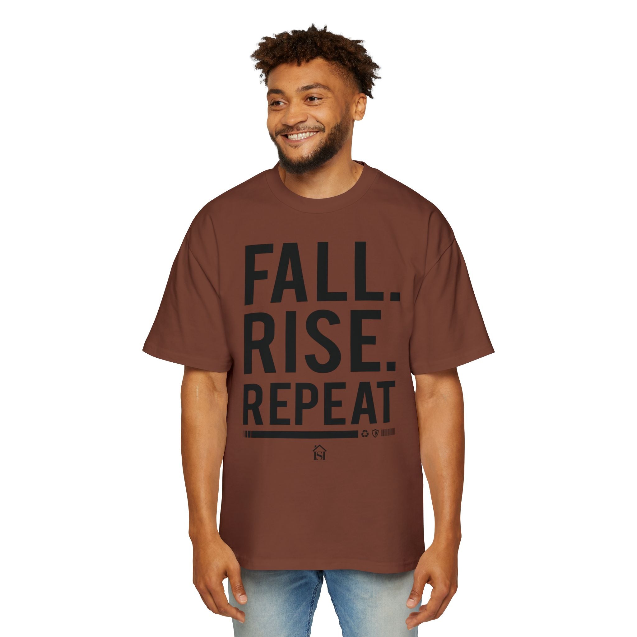 Men's Motivational Oversized Tee - Fall. Rise. Repeat. | Casual Streetwear, Gift for Him, Inspirational Shirt, Relaxed Fit Tee, [...]