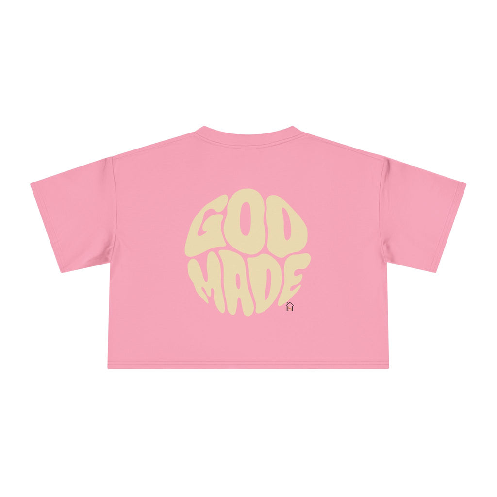 Women's Crop Tee with Bold 'GOD MADE' Design, Stylish Summer Top, Gift for Fashion Lovers, Casual Daily Wear, Unique Trendy Apparel