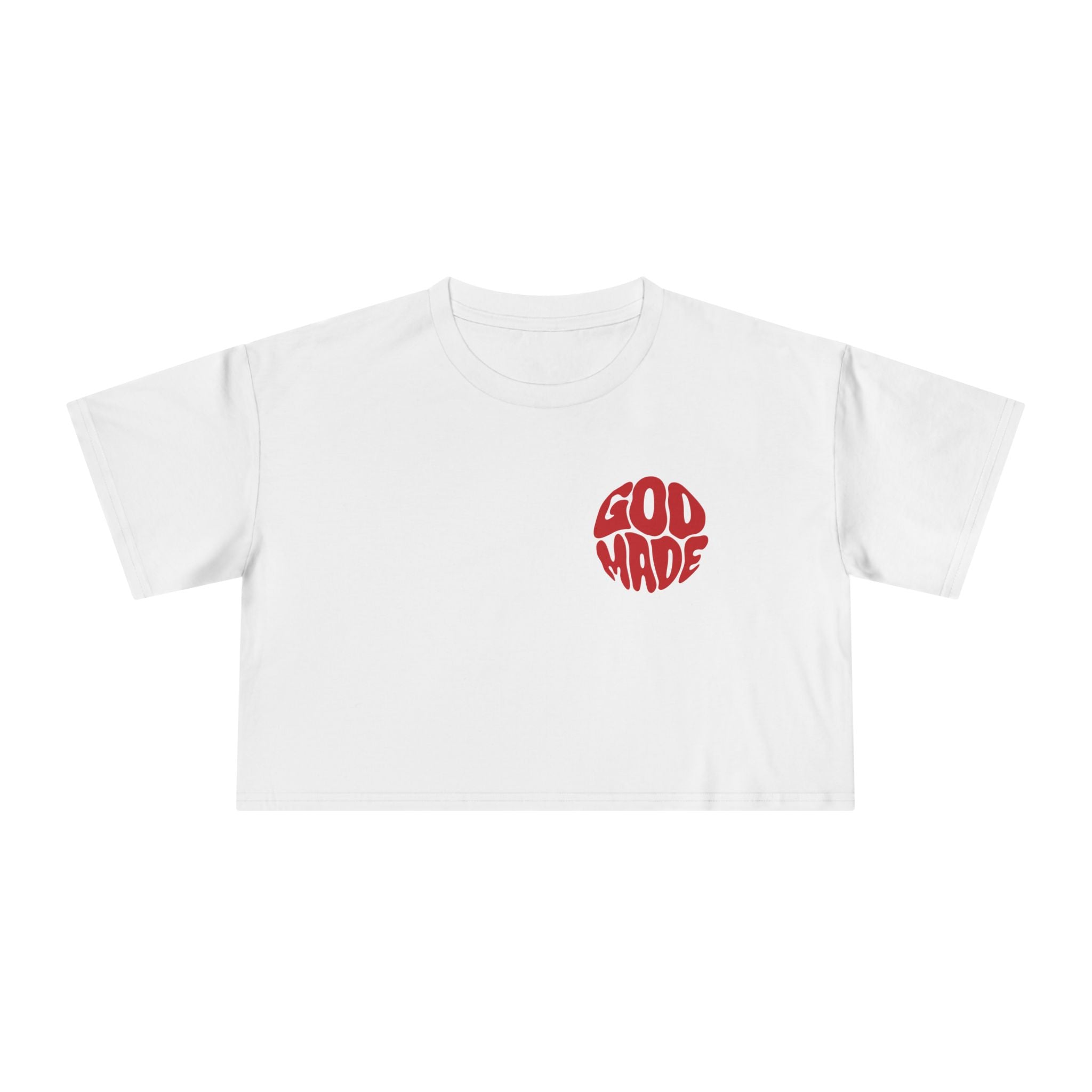 Women's Crop Tee with Bold 'GOD MADE' Design, Stylish Summer Top, Gift for Fashion Lovers, Casual Daily Wear, Unique Trendy Apparel