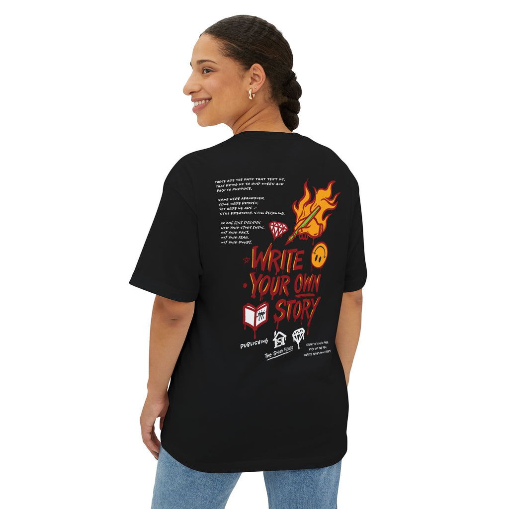 Unisex Oversized Boxy Tee - Write Your Own Story, Casual Tee, Inspirational Shirt, Gift for Writers, Summer Fashion, Relaxed Fit