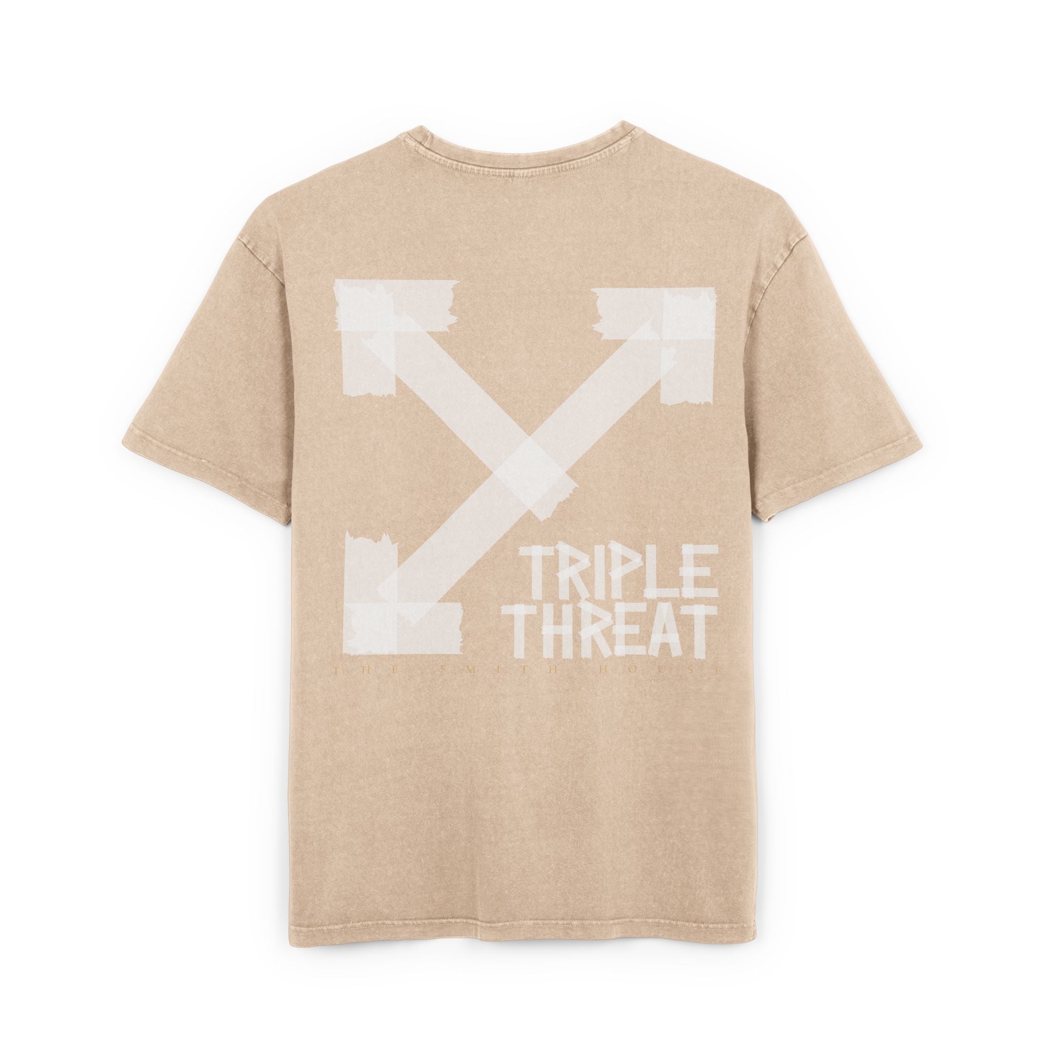Men's Acid Washed Oversized Tee with Triple Threat Design | Vintage Style Graphic T-Shirt, Streetwear, Casual Wear, Gift for Him