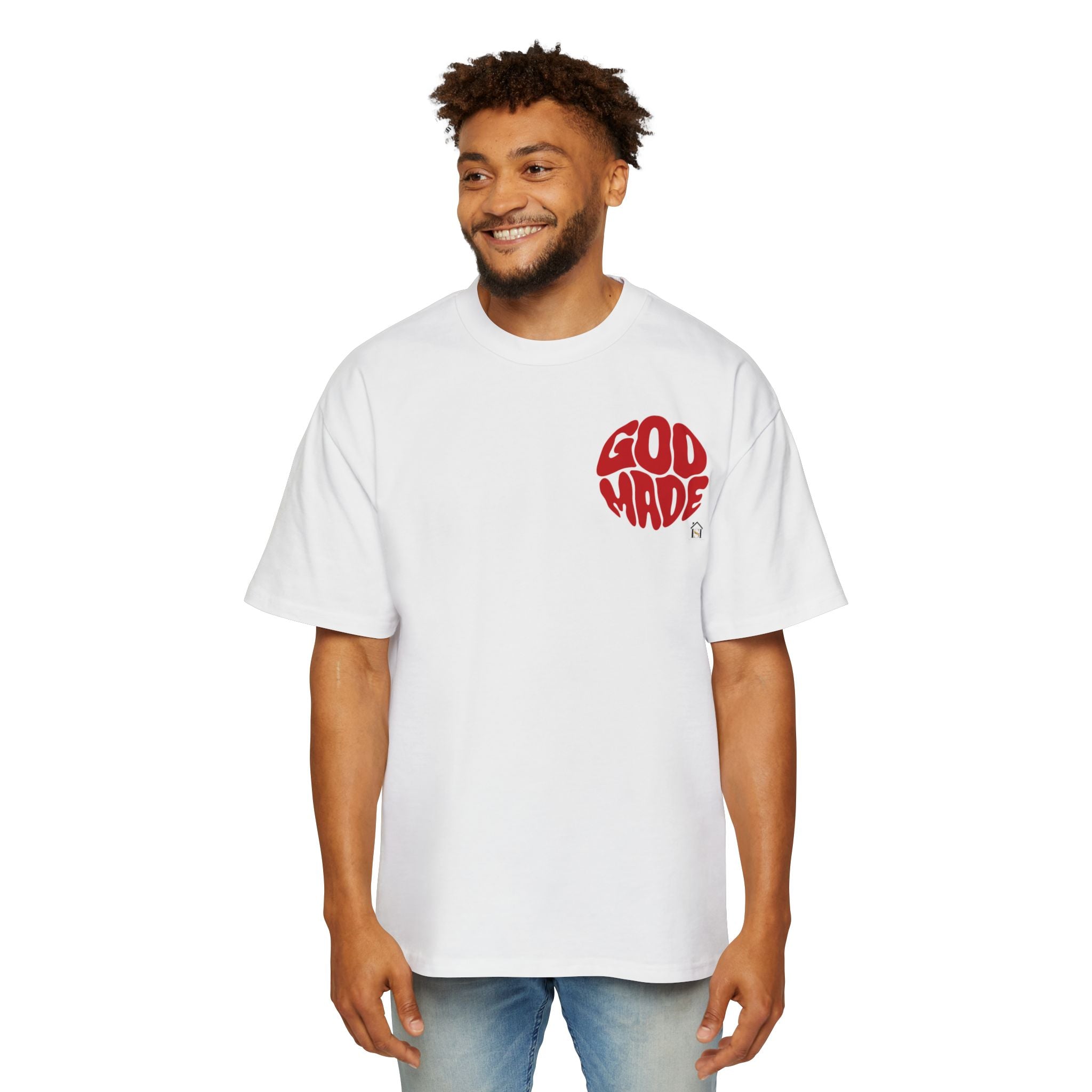 God Made Men's Heavy Oversized Tee, Casual Streetwear, Trendy Graphic Shirt, Unisex Gift, Everyday Comfort, Statement Tee