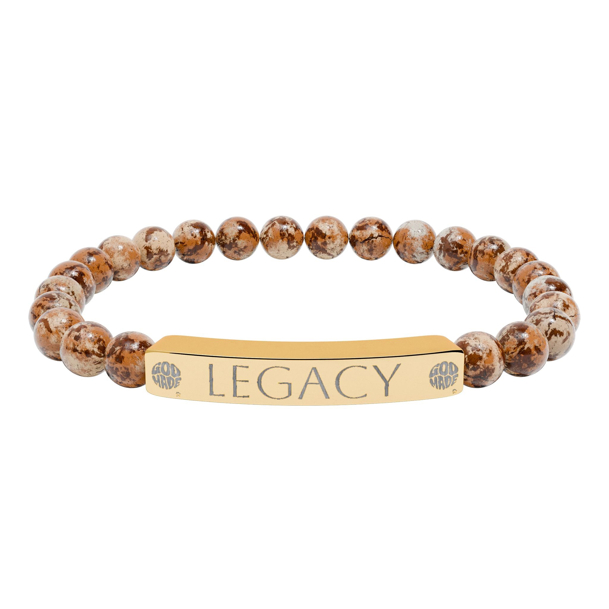 Engraved Natural Stone Bracelet - "My LEGACY" Stretch Bar Jewelry