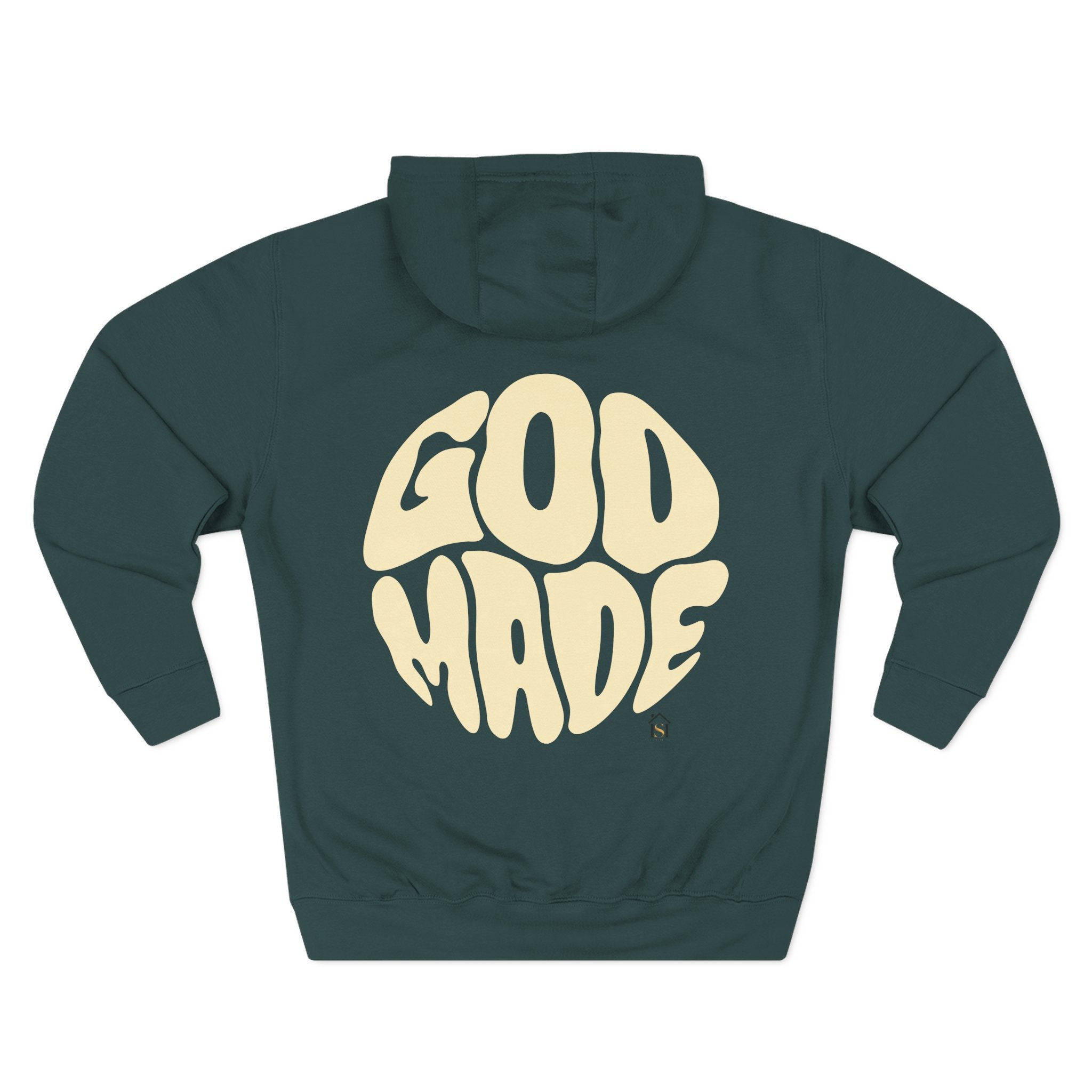 God Made Hoodie — Red Retro Bubble Logo Fleece Pullover