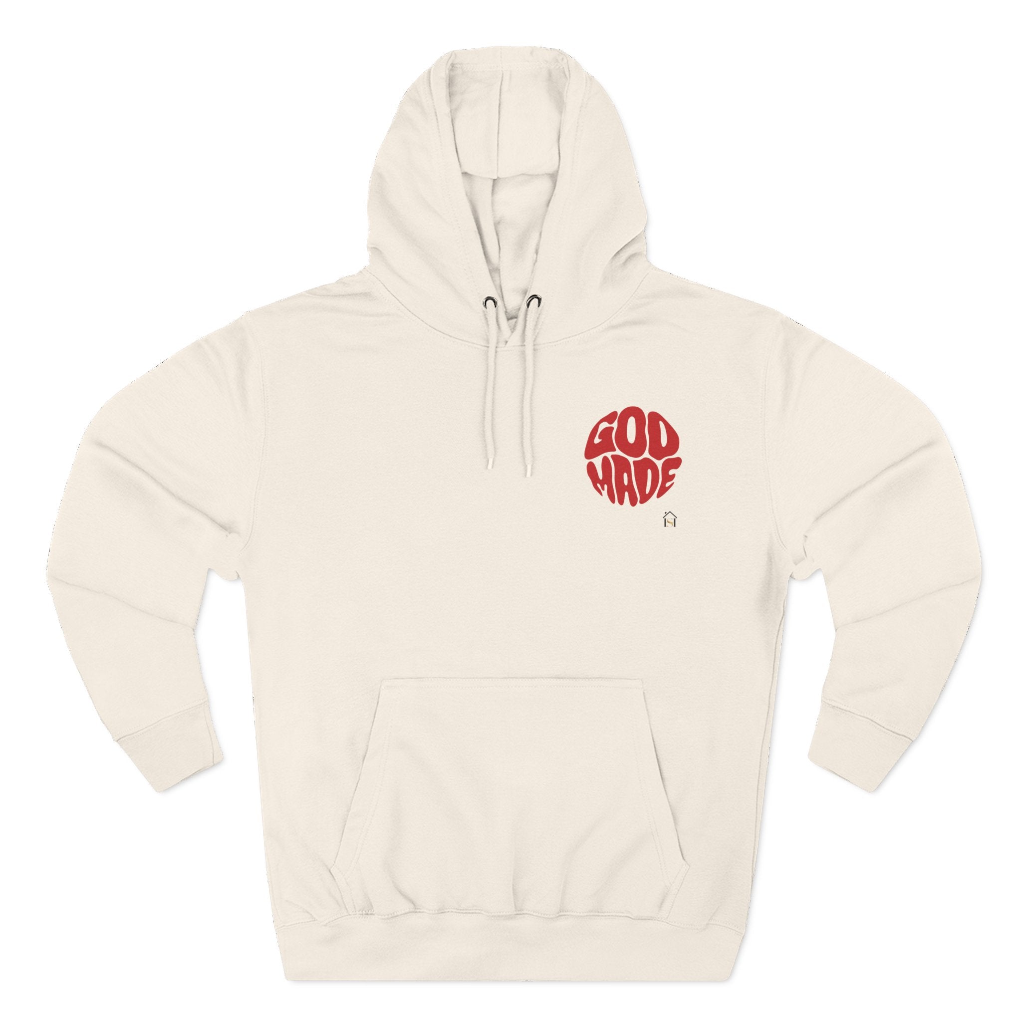 God Made Hoodie — Red Retro Bubble Logo Fleece Pullover