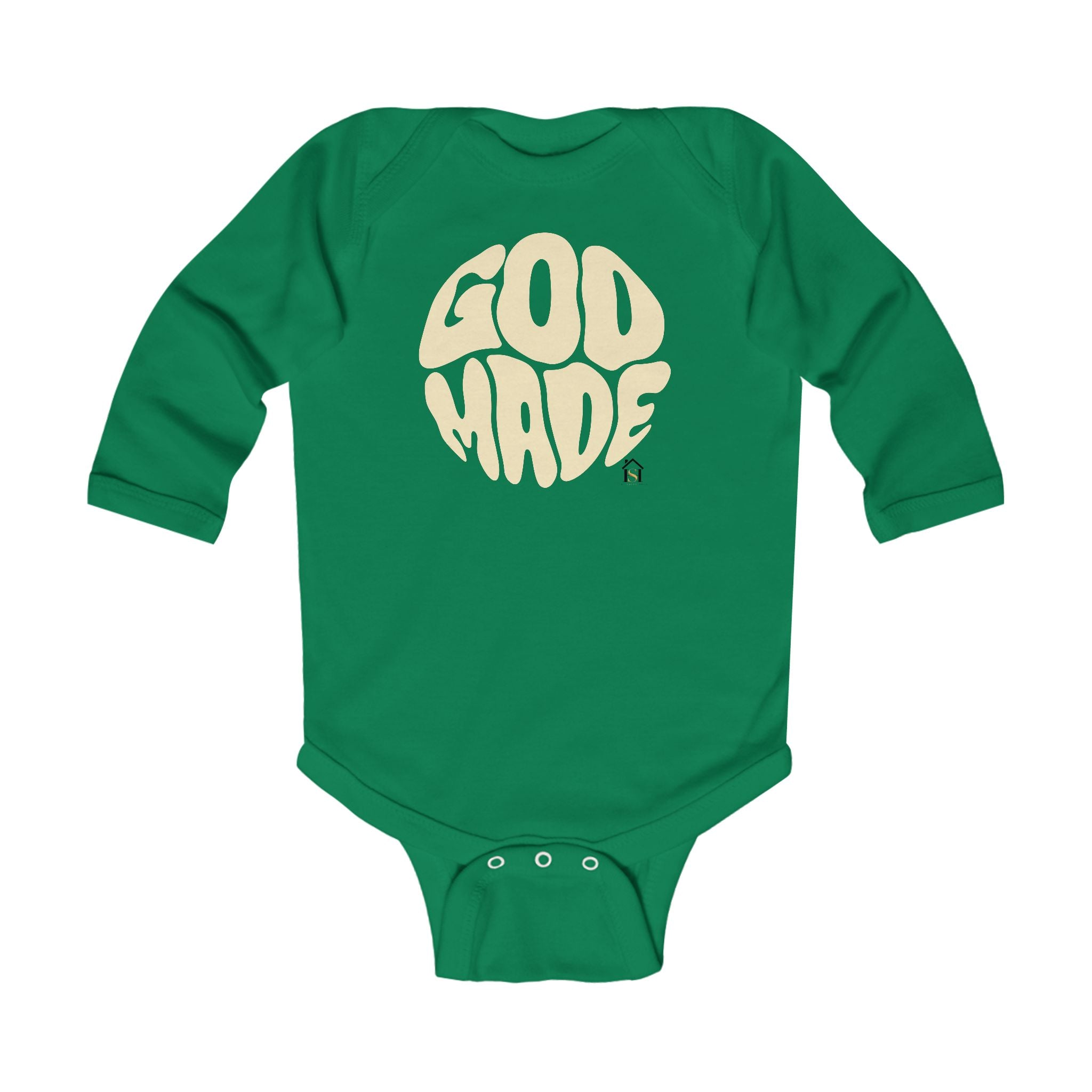 Infant Bodysuit - "God Made" Red Graphic Baby Onesie (Long Sleeve)