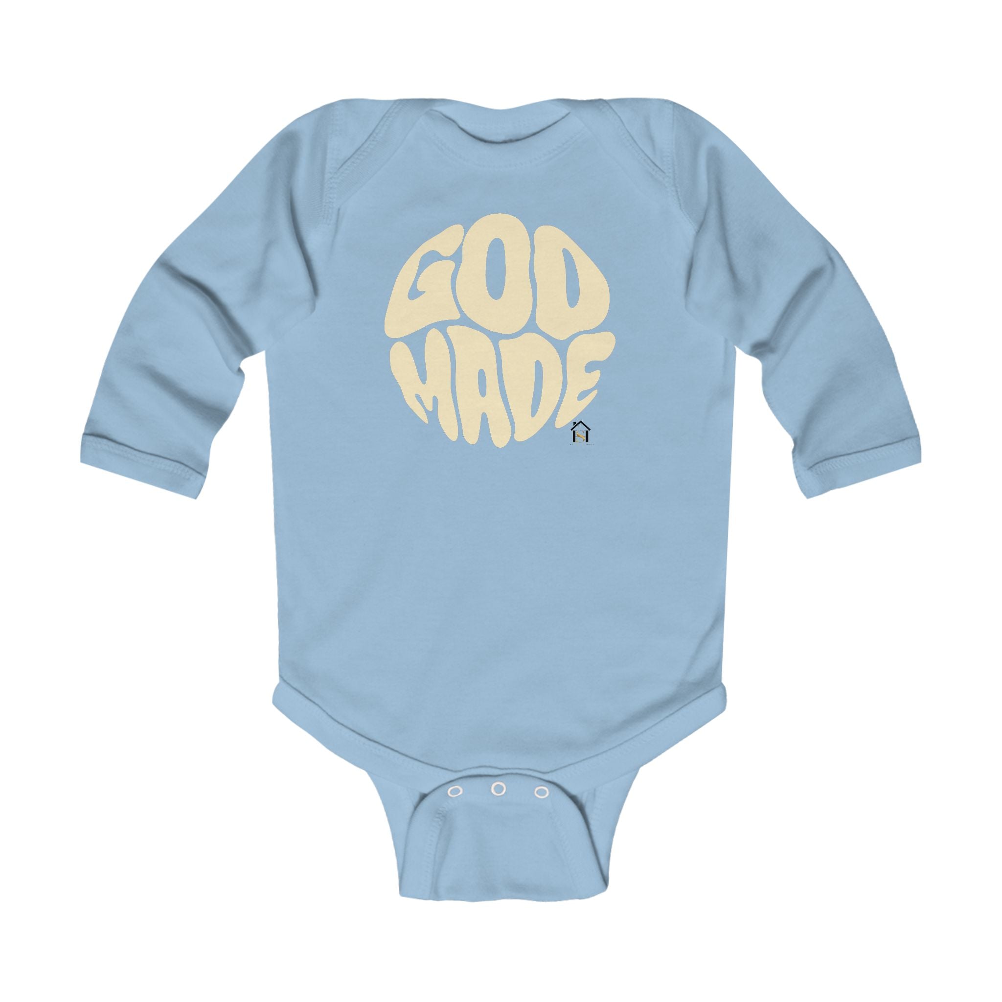 Infant Bodysuit - "God Made" Red Graphic Baby Onesie (Long Sleeve)