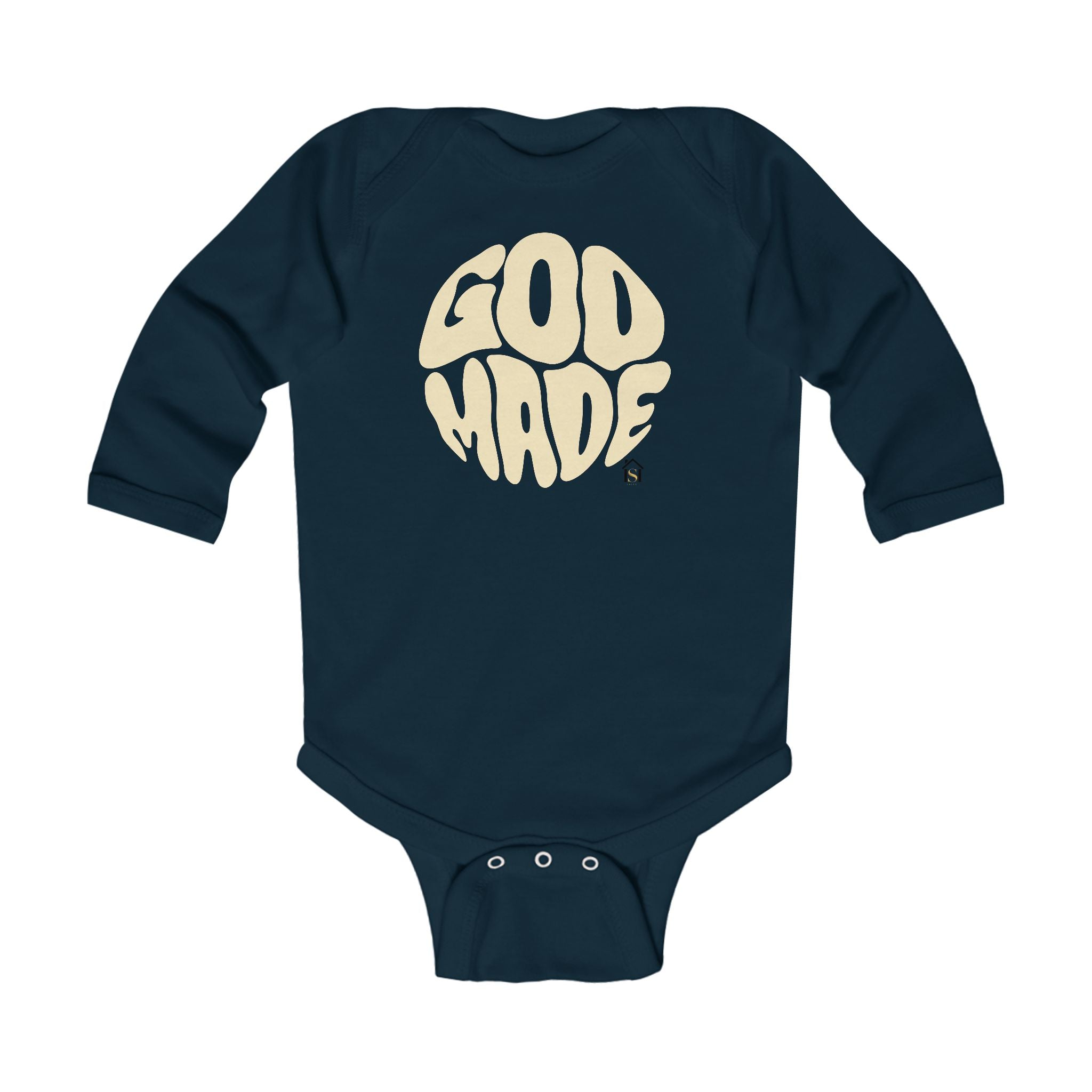 Infant Bodysuit - "God Made" Red Graphic Baby Onesie (Long Sleeve)