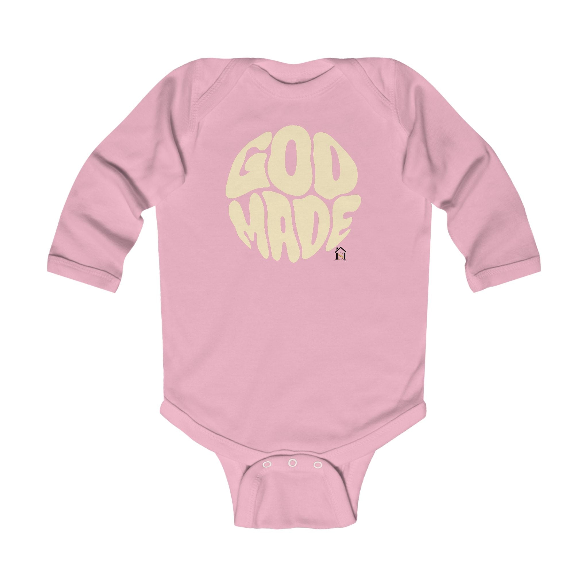 Infant Bodysuit - "God Made" Red Graphic Baby Onesie (Long Sleeve)