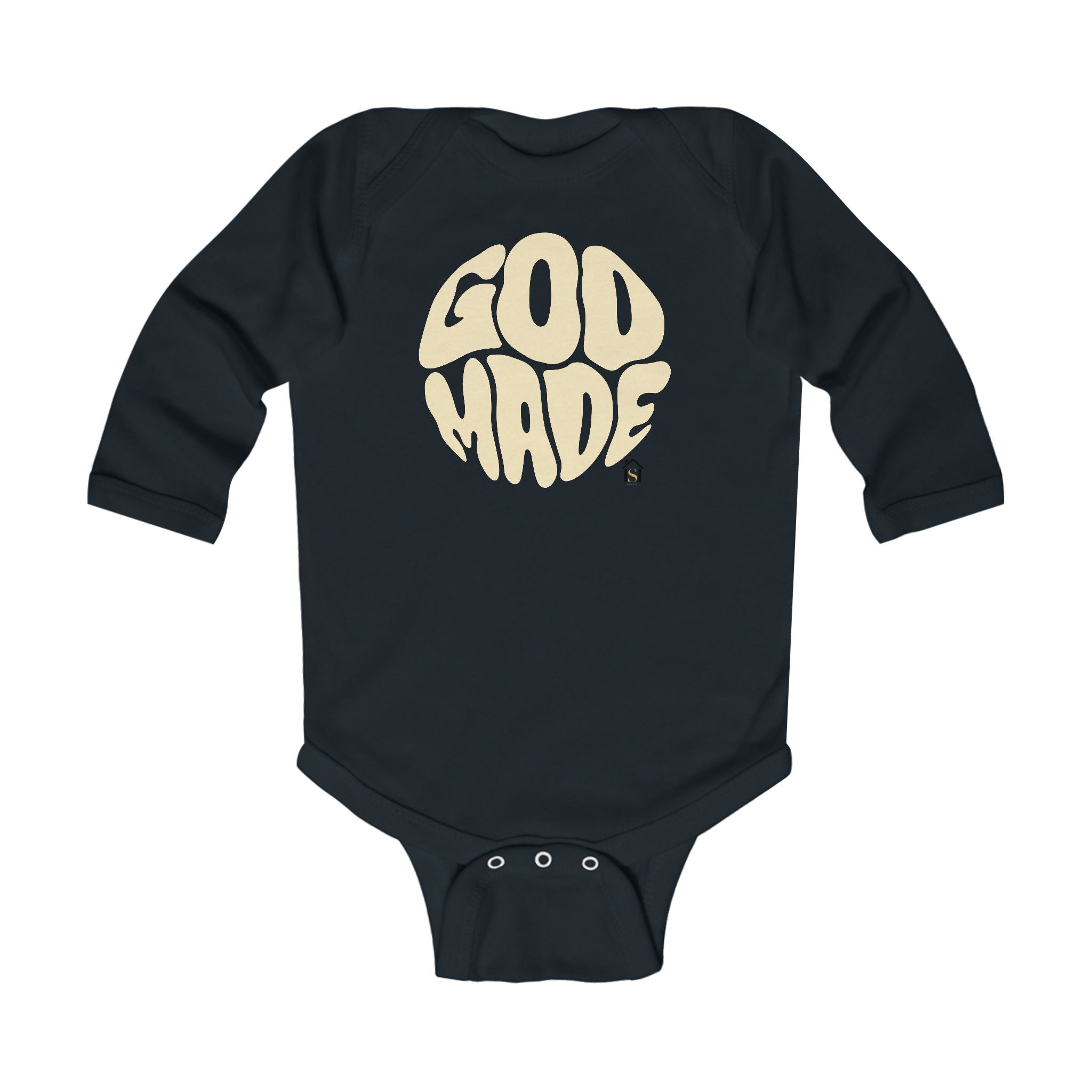 Infant Bodysuit - "God Made" Red Graphic Baby Onesie (Long Sleeve)