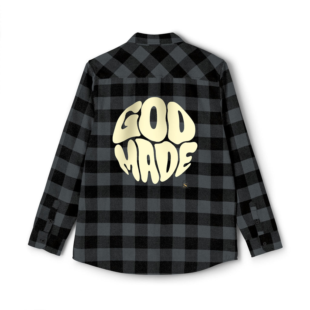 God Made Flannel Shirt — Buffalo Plaid Christian Graphic Shirt