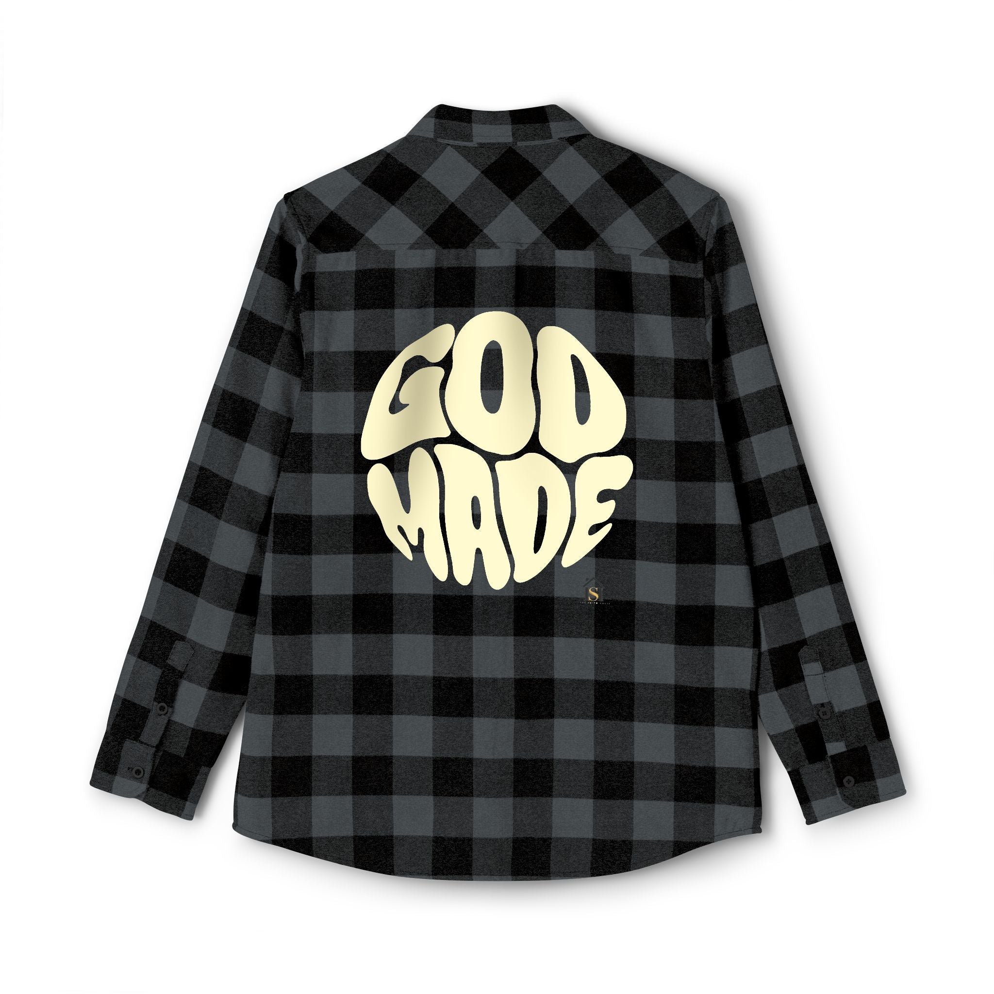 God Made Flannel Shirt — Buffalo Plaid Christian Graphic Shirt