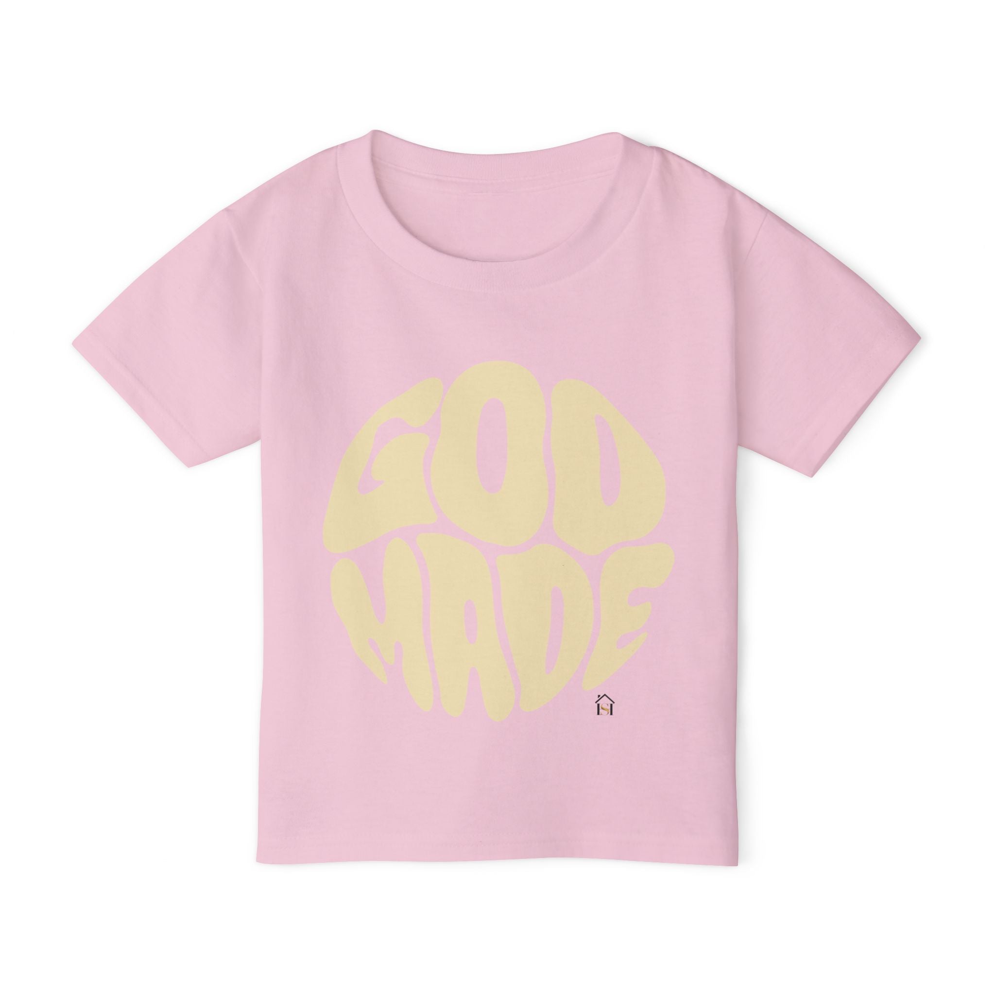 Toddler T-Shirt — "God Made" Red Retro Script Kids Tee
