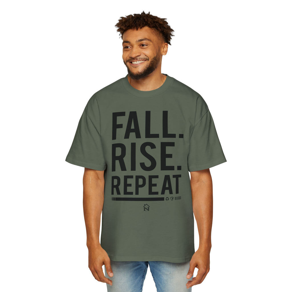 Men's Motivational Oversized Tee - Fall. Rise. Repeat. | Casual Streetwear, Gift for Him, Inspirational Shirt, Relaxed Fit Tee, [...]