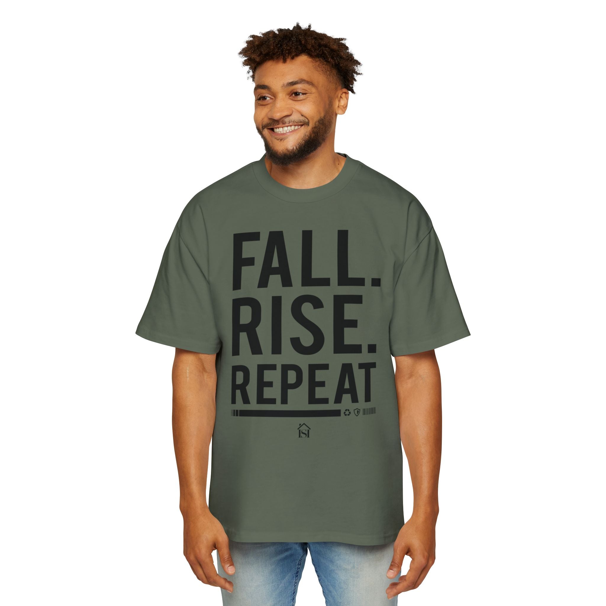 Men's Motivational Oversized Tee - Fall. Rise. Repeat. | Casual Streetwear, Gift for Him, Inspirational Shirt, Relaxed Fit Tee, [...]