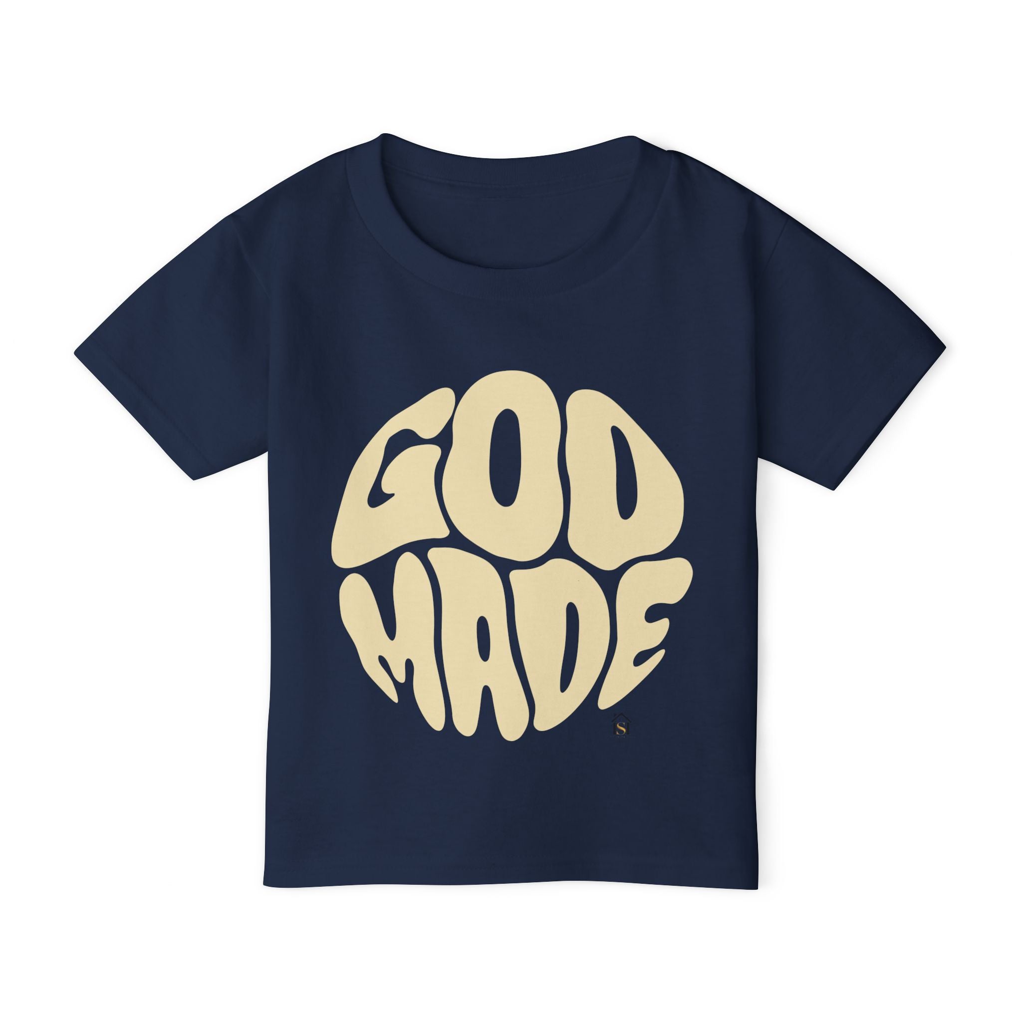 Toddler T-Shirt — "God Made" Red Retro Script Kids Tee