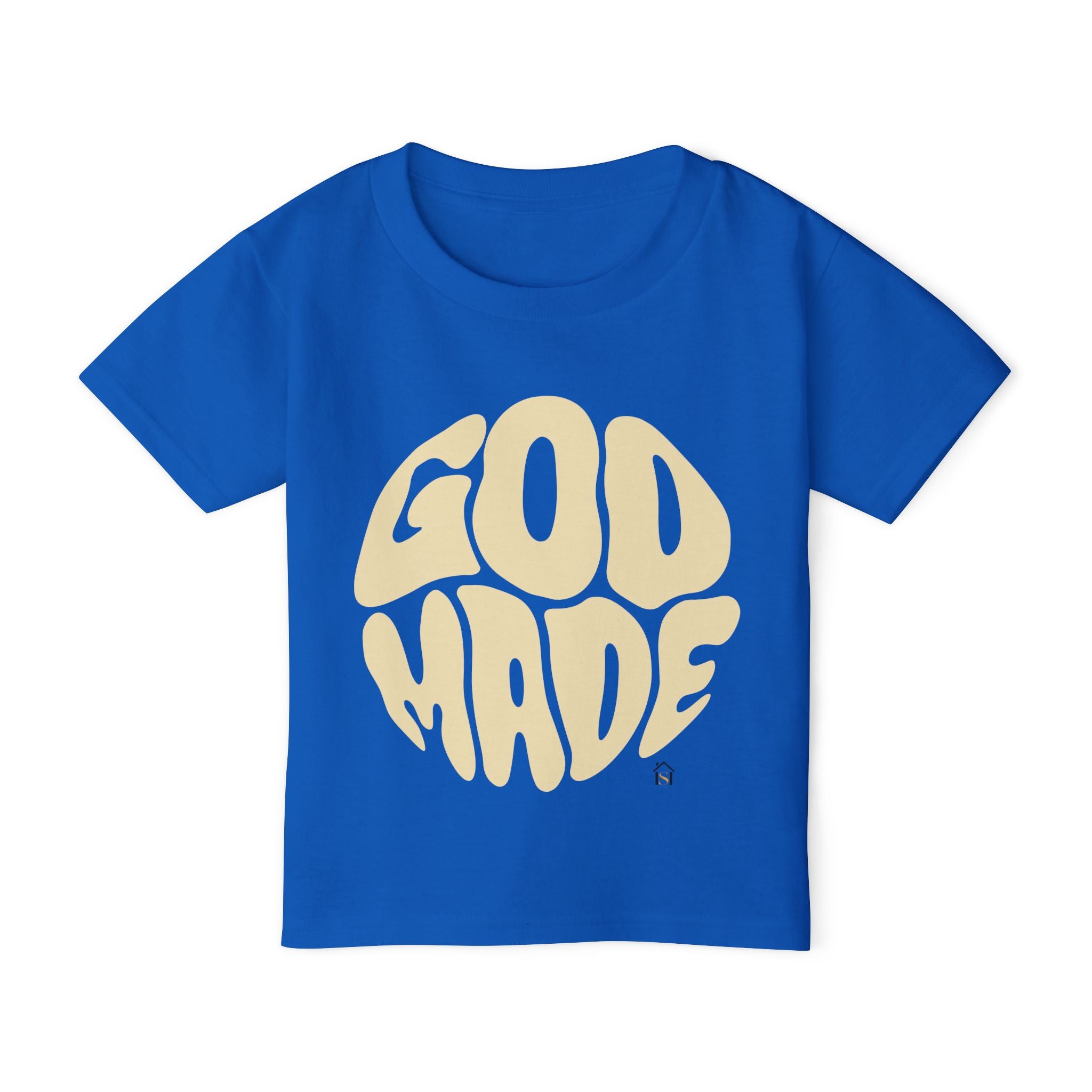 Toddler T-Shirt — "God Made" Red Retro Script Kids Tee