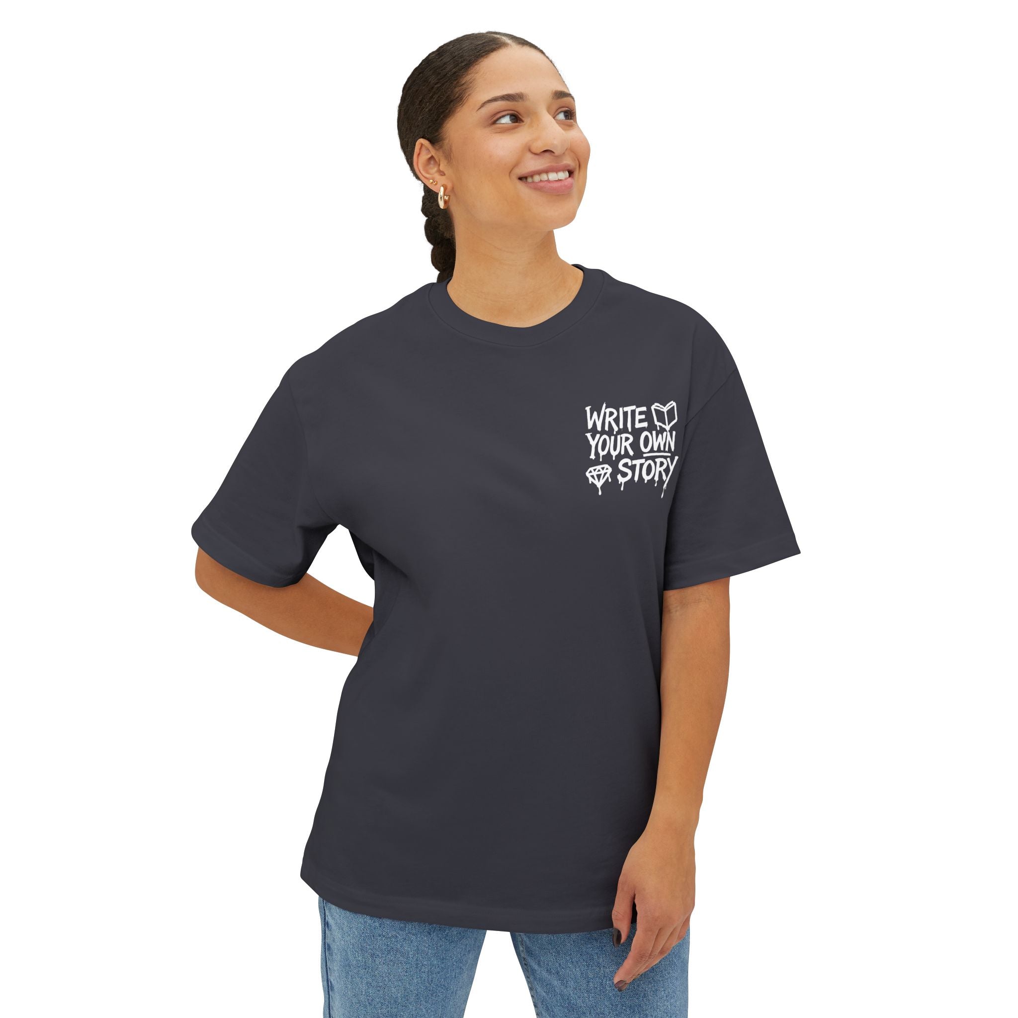 Unisex Oversized Boxy Tee - Write Your Own Story, Casual Tee, Inspirational Shirt, Gift for Writers, Summer Fashion, Relaxed Fit