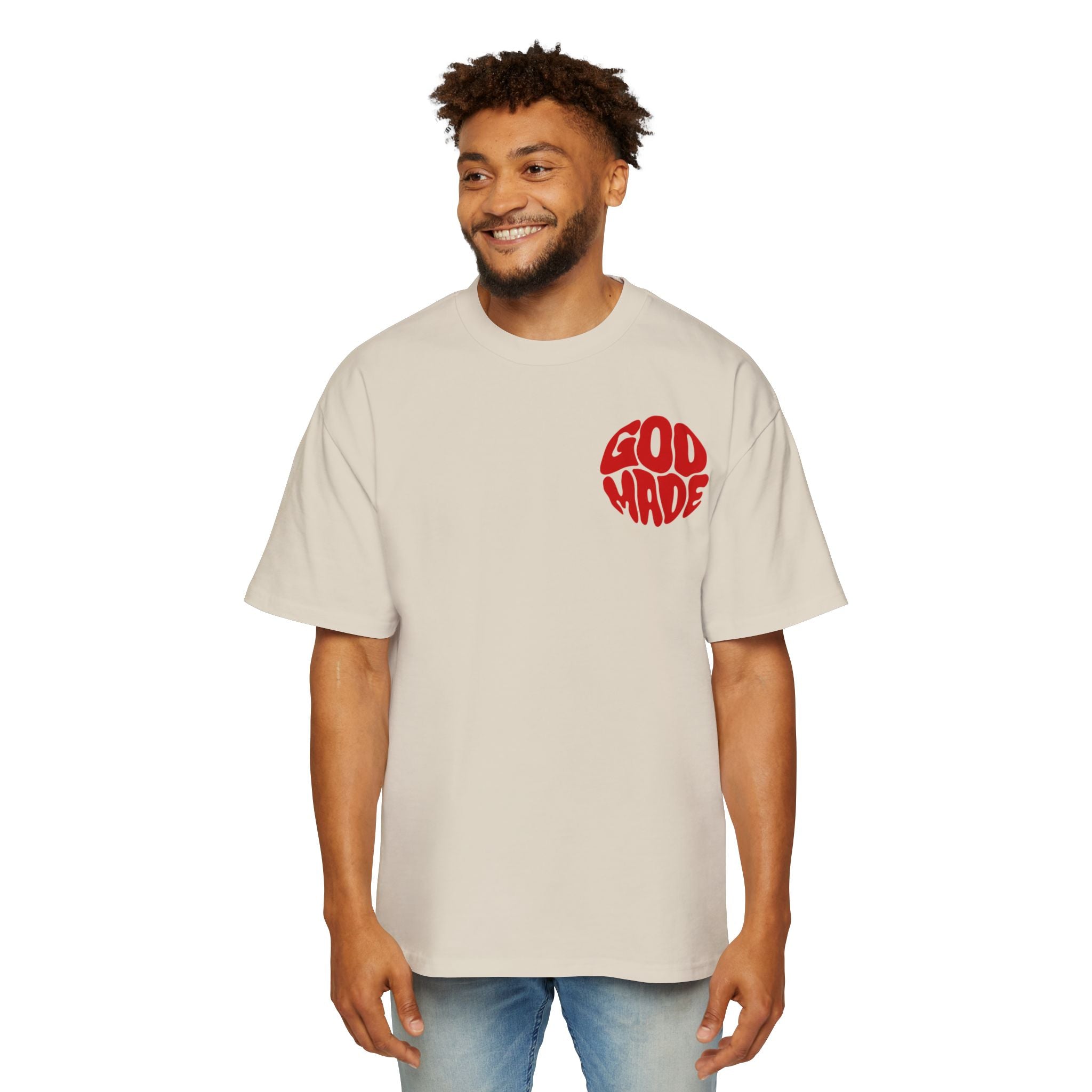 God Made Men's Heavy Oversized Tee, Casual Streetwear, Trendy Graphic Shirt, Unisex Gift, Everyday Comfort, Statement Tee