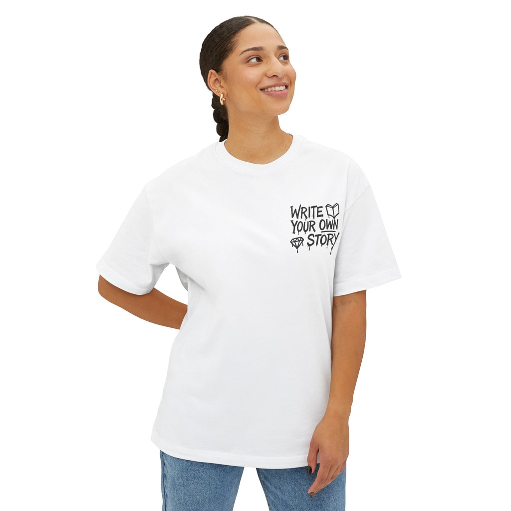 Unisex Oversized Boxy Tee - Write Your Own Story, Casual Tee, Inspirational Shirt, Gift for Writers, Summer Fashion, Relaxed Fit