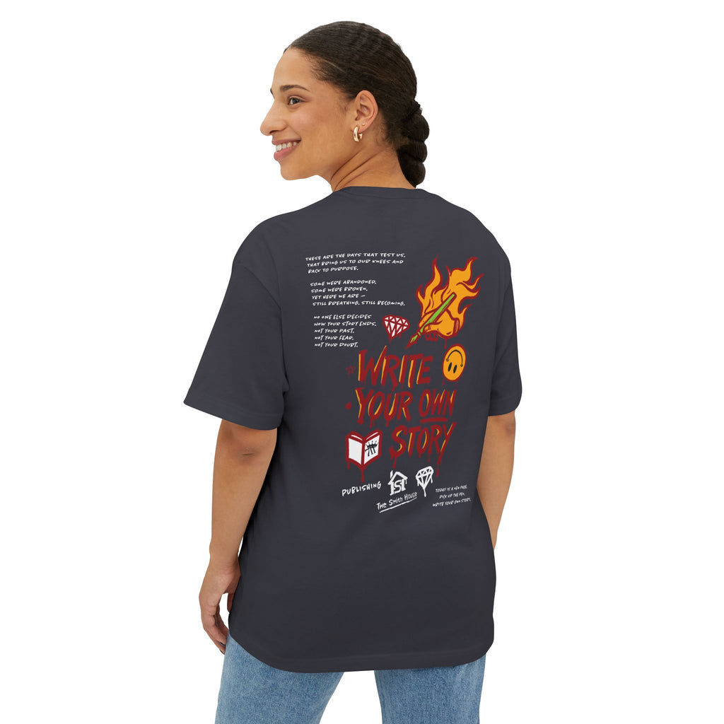 Unisex Oversized Boxy Tee - Write Your Own Story, Casual Tee, Inspirational Shirt, Gift for Writers, Summer Fashion, Relaxed Fit
